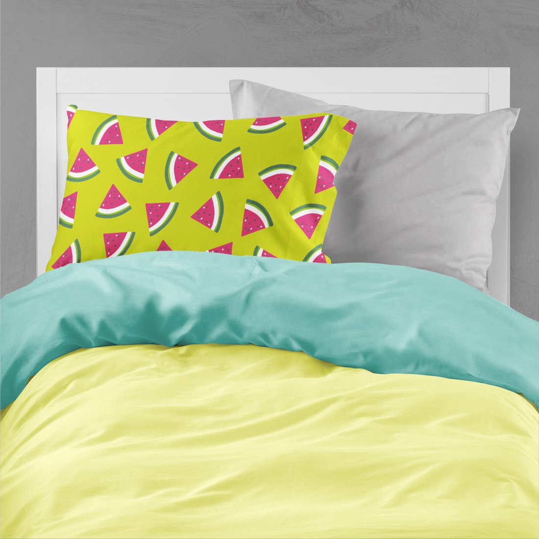Watermelon on Lime Green Standard Pillowcase Lightweight Super Soft Easy Care Decorative Artwork Pillowcase, Standard