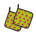 Watermelon on Lime Green Pot Holder Set of 2 Heat Resistant Quilted Hot Pads 7.5 x 7.5 Inch, Insulated Kitchen Trivets for Cooking & Baking