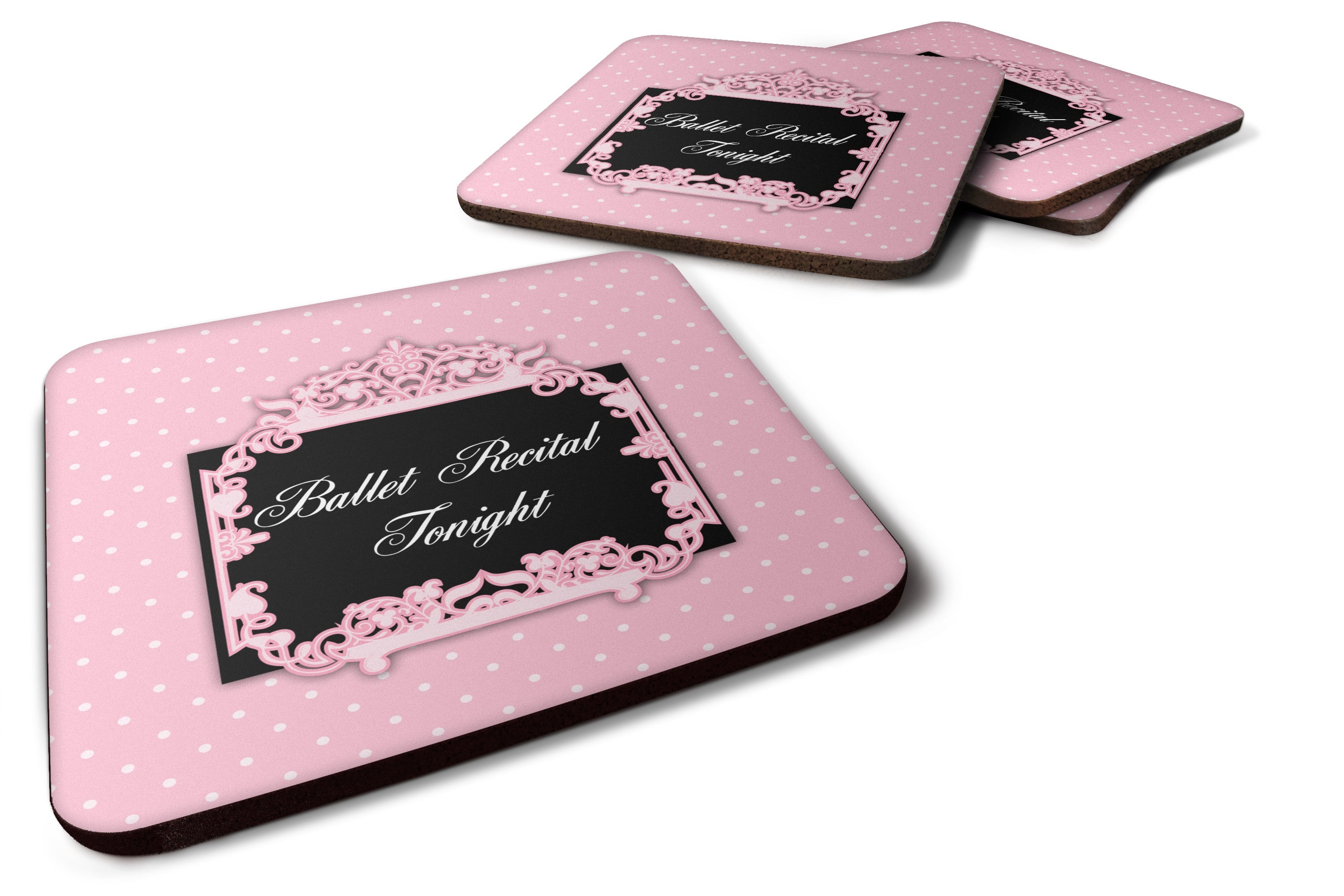 Ballerina Ballet Recital Tonight Foam Coasters Set of 4 Cup Coasters for Indoor Outdoor, Tabletop Protection, Anti Slip, Mouse pad Material