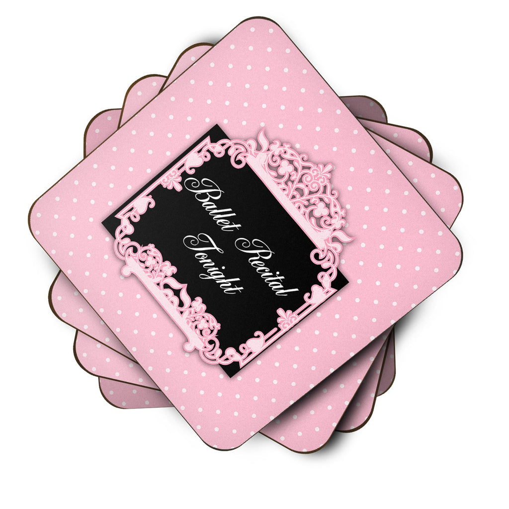 Ballerina Ballet Recital Tonight Foam Coasters Set of 4 Cup Coasters for Indoor Outdoor, Tabletop Protection, Anti Slip, Mouse pad Material