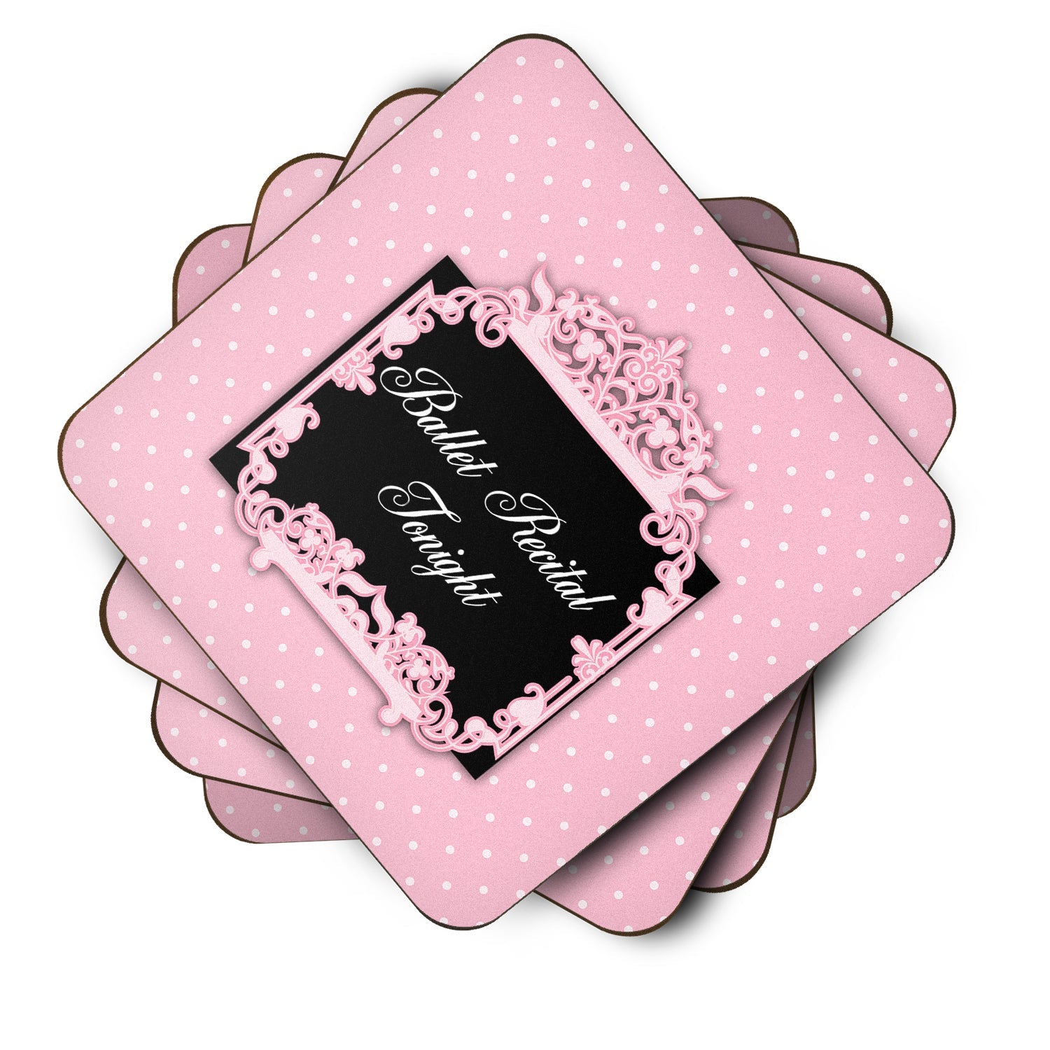 Ballerina Ballet Recital Tonight Foam Coasters Set of 4 Cup Coasters for Indoor Outdoor, Tabletop Protection, Anti Slip, Mouse pad Material