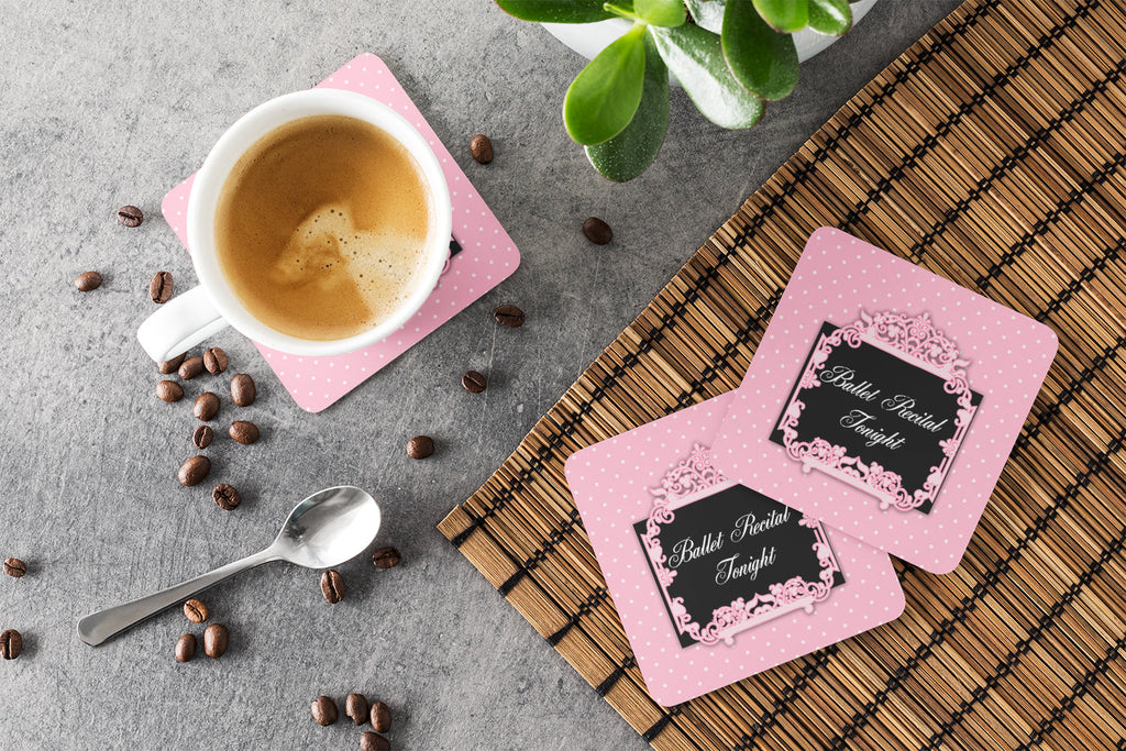 Ballerina Ballet Recital Tonight Foam Coasters Set of 4 Cup Coasters for Indoor Outdoor, Tabletop Protection, Anti Slip, Mouse pad Material