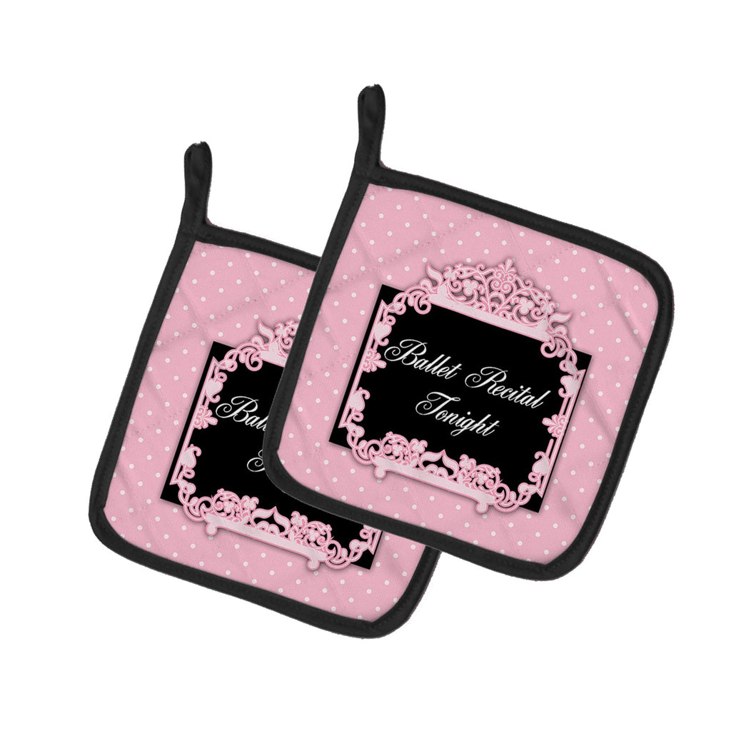 Ballerina Ballet Recital Tonight Pot Holder Set of 2 Heat Resistant Quilted Hot Pads 7.5 x 7.5 Inch, Insulated Kitchen Trivets for Cooking & Baking