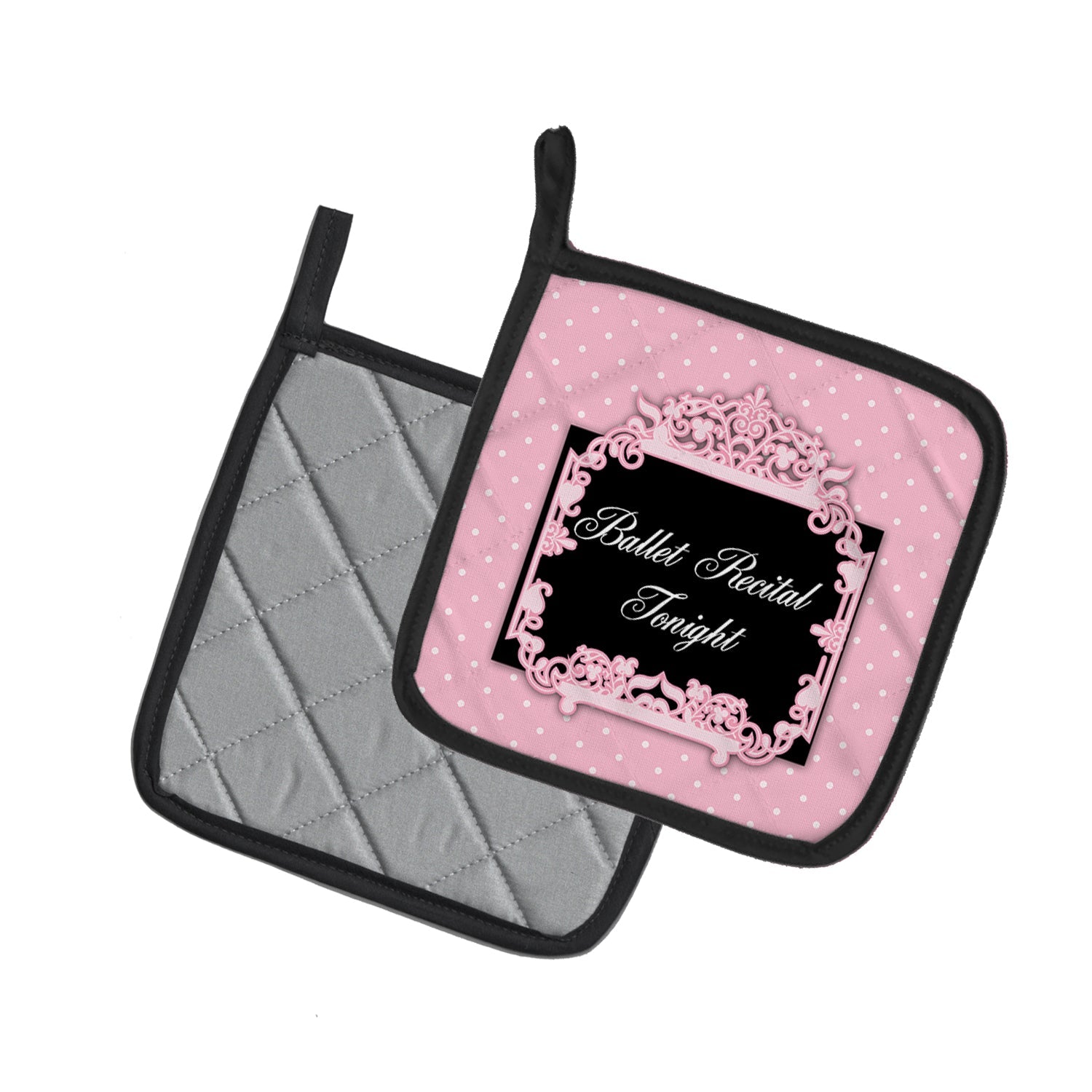 Ballerina Ballet Recital Tonight Pot Holder Set of 2 Heat Resistant Quilted Hot Pads 7.5 x 7.5 Inch, Insulated Kitchen Trivets for Cooking & Baking