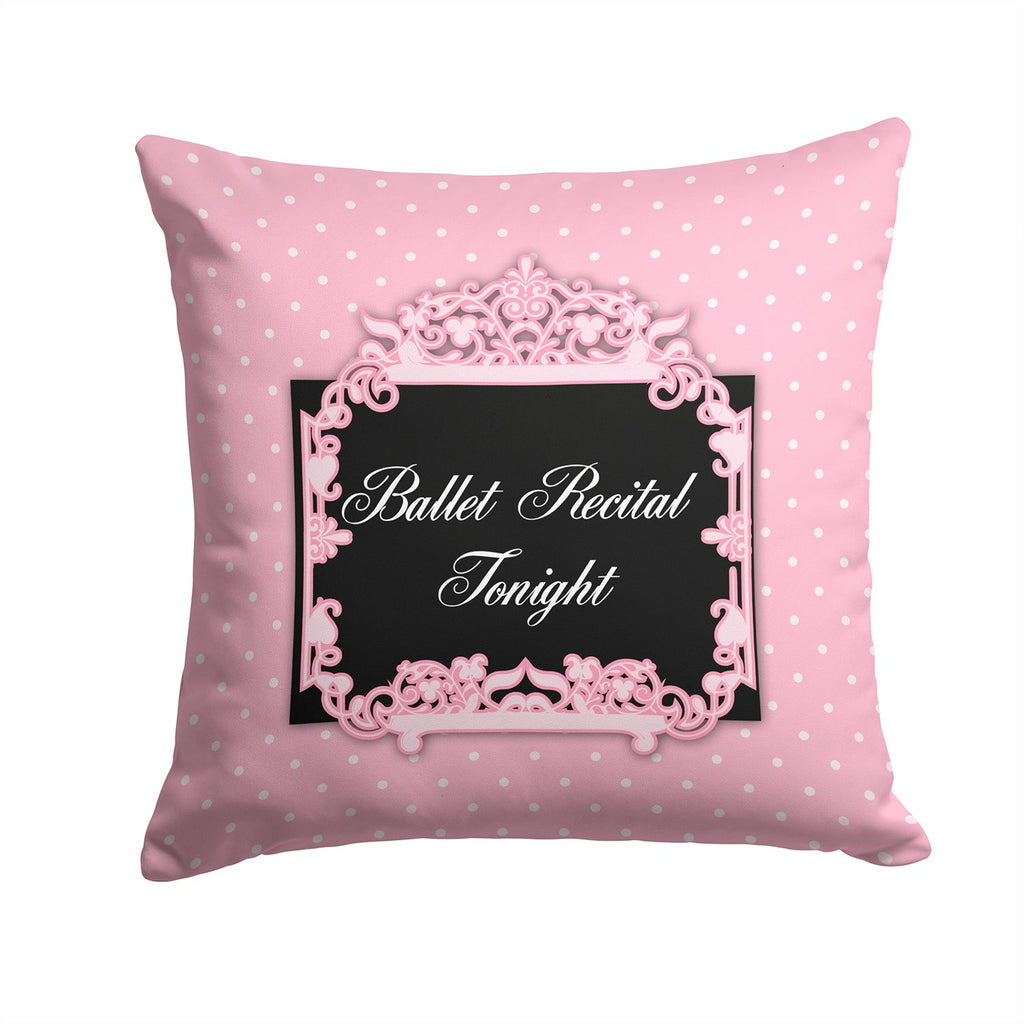 Ballerina Ballet Recital Tonight Decorative Throw Pillow 14x14 Indoor Outdoor Accent Cushion, Fabric Cover with Insert for Sofa, Bed, Porch & Living Room