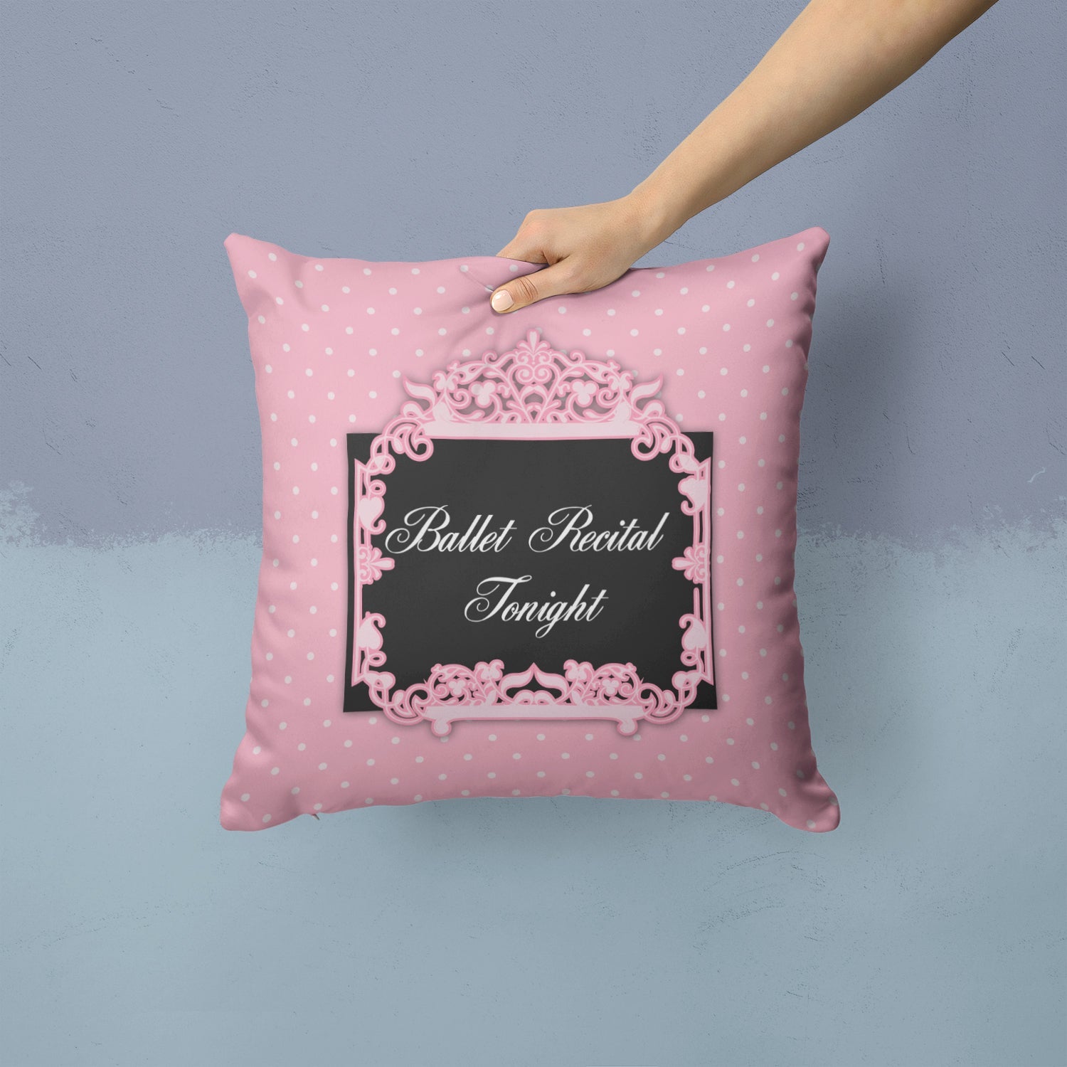 Ballerina Ballet Recital Tonight Decorative Throw Pillow 14x14 Indoor Outdoor Accent Cushion, Fabric Cover with Insert for Sofa, Bed, Porch & Living Room