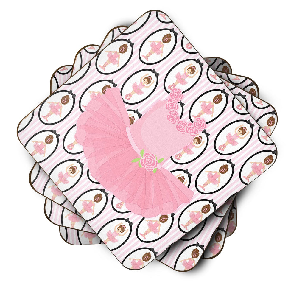 Ballerina Pink Tutu Foam Coasters Set of 4 Cup Coasters for Indoor Outdoor, Tabletop Protection, Anti Slip, Mouse pad Material