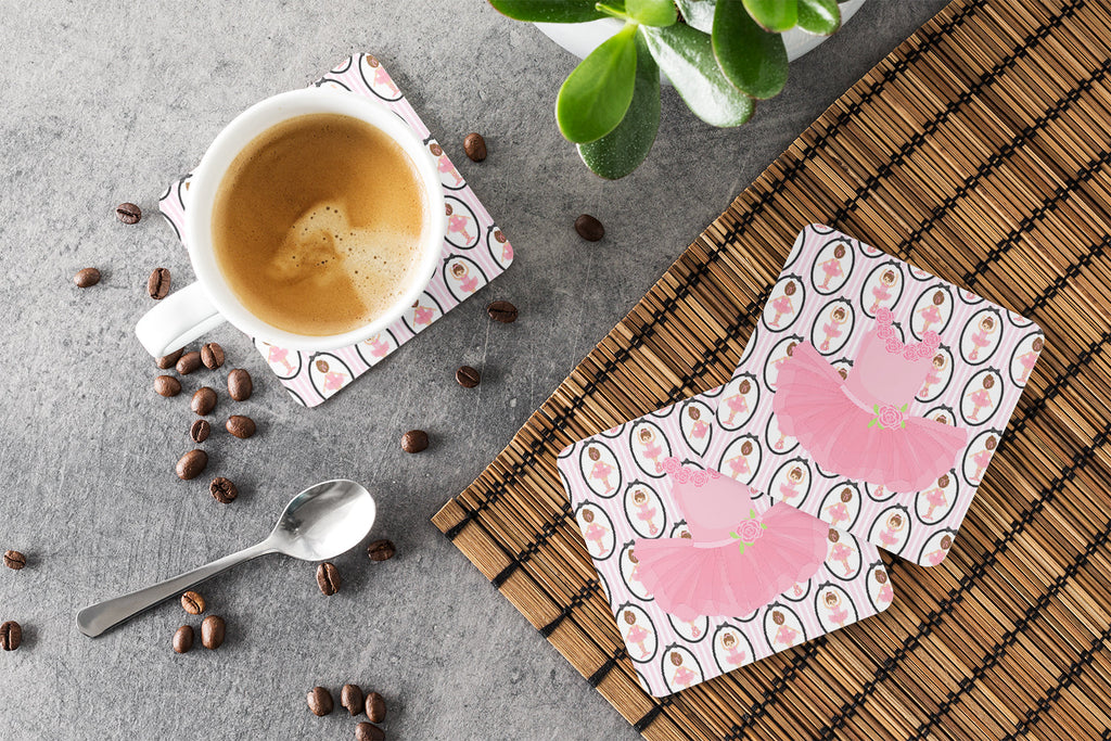 Ballerina Pink Tutu Foam Coasters Set of 4 Cup Coasters for Indoor Outdoor, Tabletop Protection, Anti Slip, Mouse pad Material