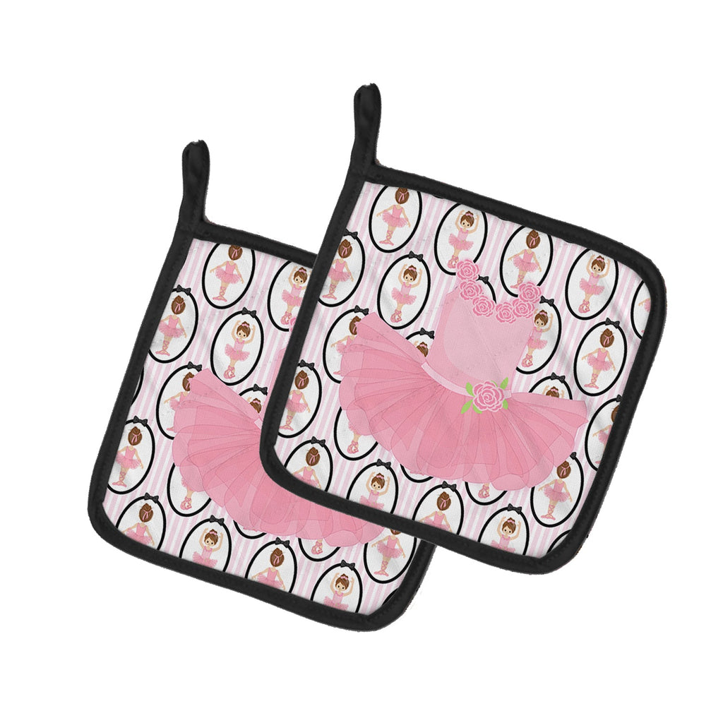 Ballerina Pink Tutu Pot Holder Set of 2 Heat Resistant Quilted Hot Pads 7.5 x 7.5 Inch, Insulated Kitchen Trivets for Cooking & Baking