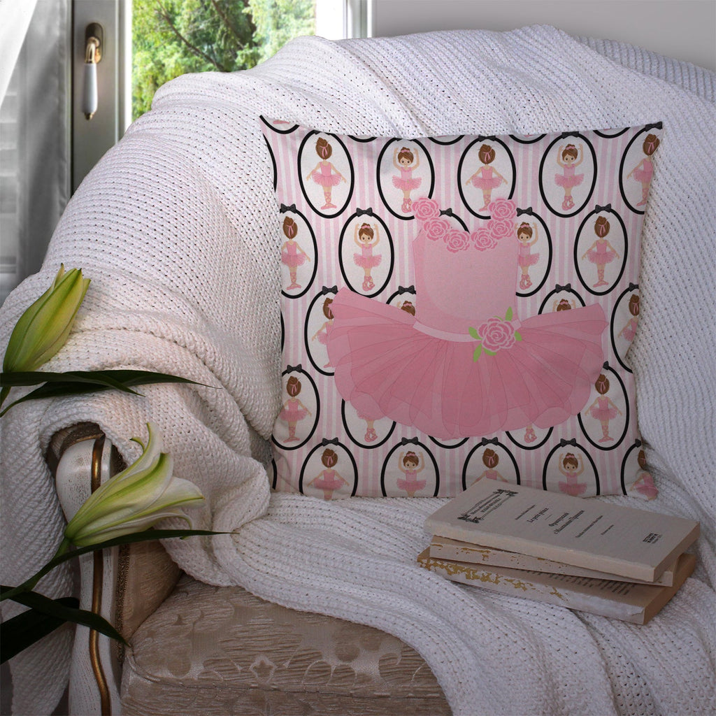 Ballerina Pink Tutu Decorative Throw Pillow 14x14 Indoor Outdoor Accent Cushion, Fabric Cover with Insert for Sofa, Bed, Porch & Living Room