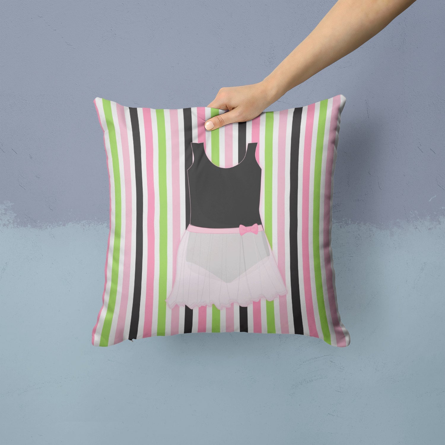 Ballerina Leotard and skirt Decorative Throw Pillow 14x14 Indoor Outdoor Accent Cushion, Fabric Cover with Insert for Sofa, Bed, Porch & Living Room