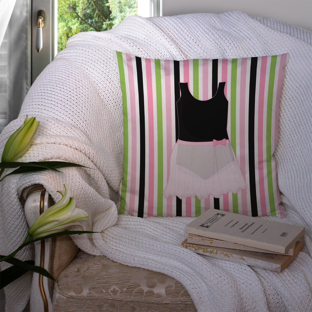 Ballerina Leotard and skirt Decorative Throw Pillow 14x14 Indoor Outdoor Accent Cushion, Fabric Cover with Insert for Sofa, Bed, Porch & Living Room