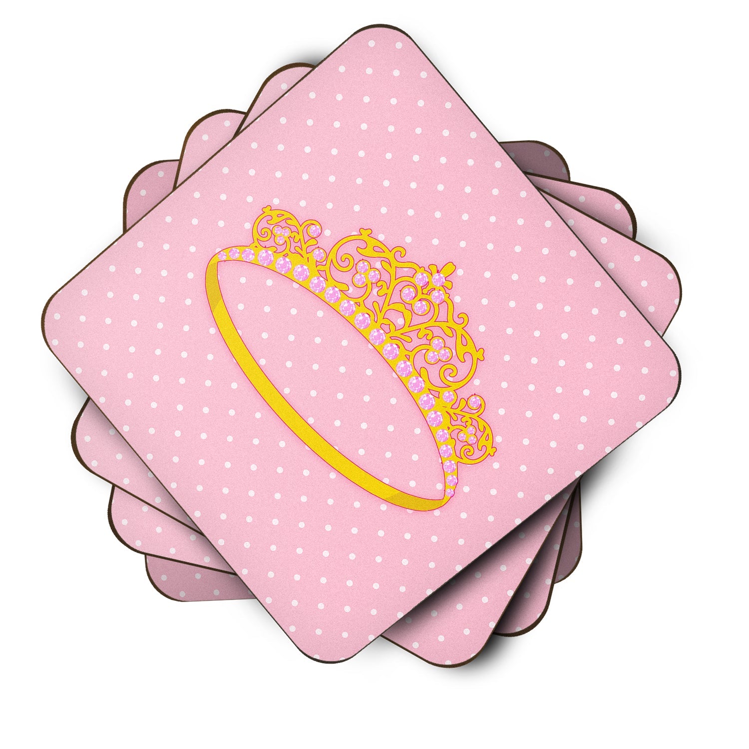 Ballerina Tiara Foam Coasters Set of 4 Cup Coasters for Indoor Outdoor, Tabletop Protection, Anti Slip, Mouse pad Material
