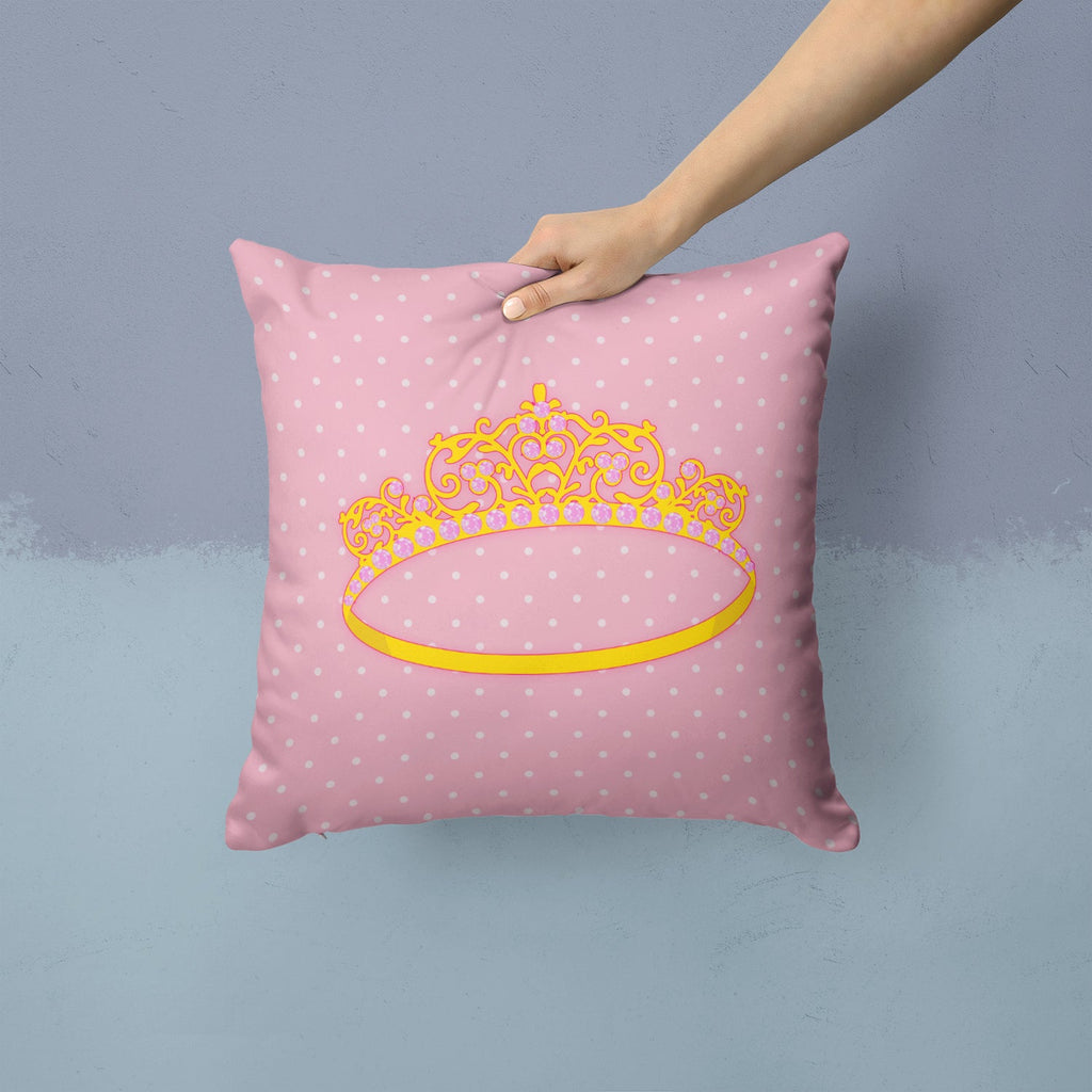 Ballerina Tiara Decorative Throw Pillow 14x14 Indoor Outdoor Accent Cushion, Fabric Cover with Insert for Sofa, Bed, Porch & Living Room