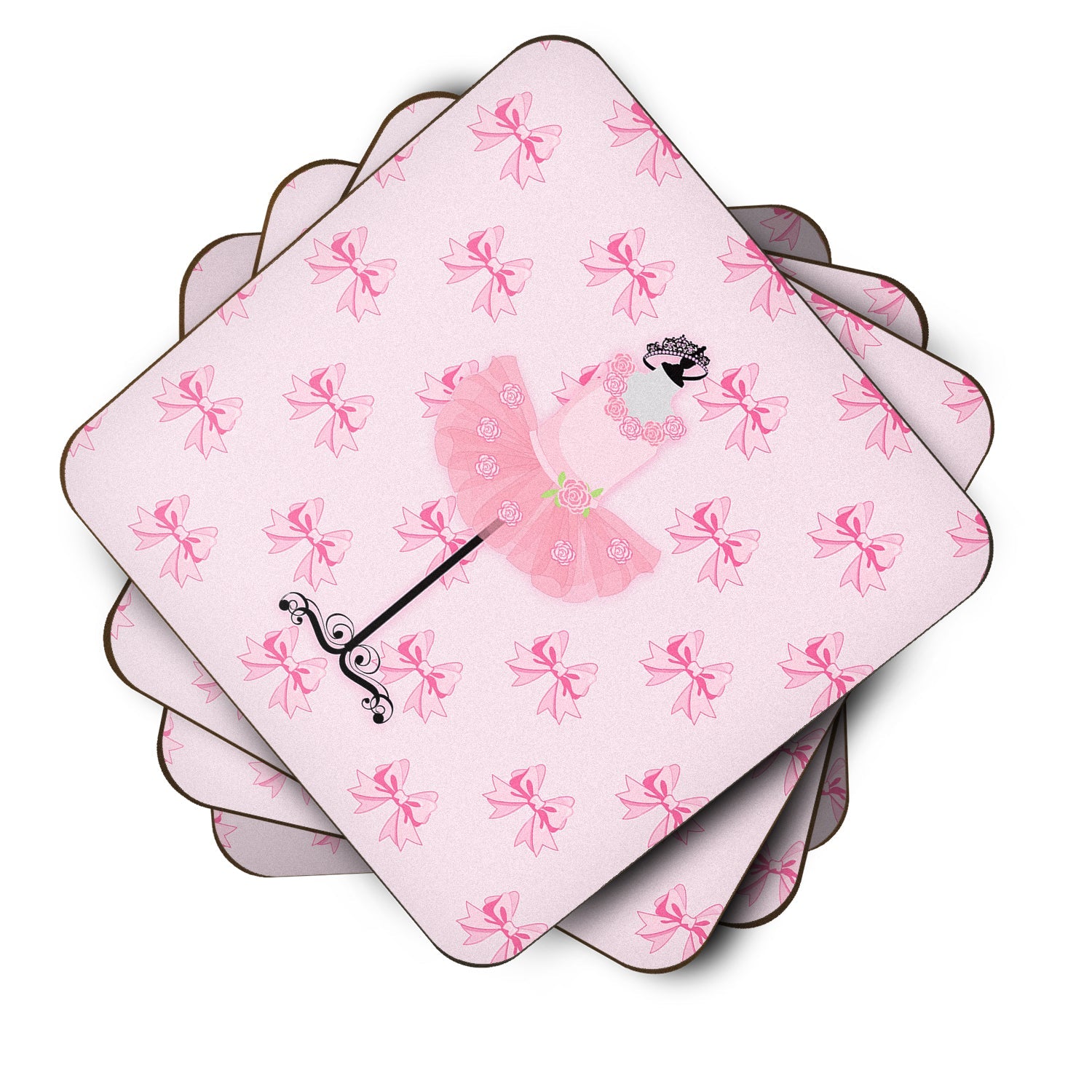 Ballerina Recital Attire Foam Coasters Set of 4 Cup Coasters for Indoor Outdoor, Tabletop Protection, Anti Slip, Mouse pad Material