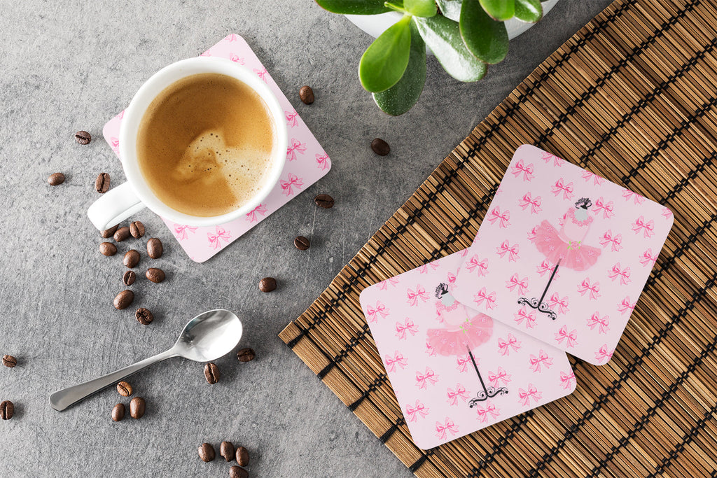 Ballerina Recital Attire Foam Coasters Set of 4 Cup Coasters for Indoor Outdoor, Tabletop Protection, Anti Slip, Mouse pad Material