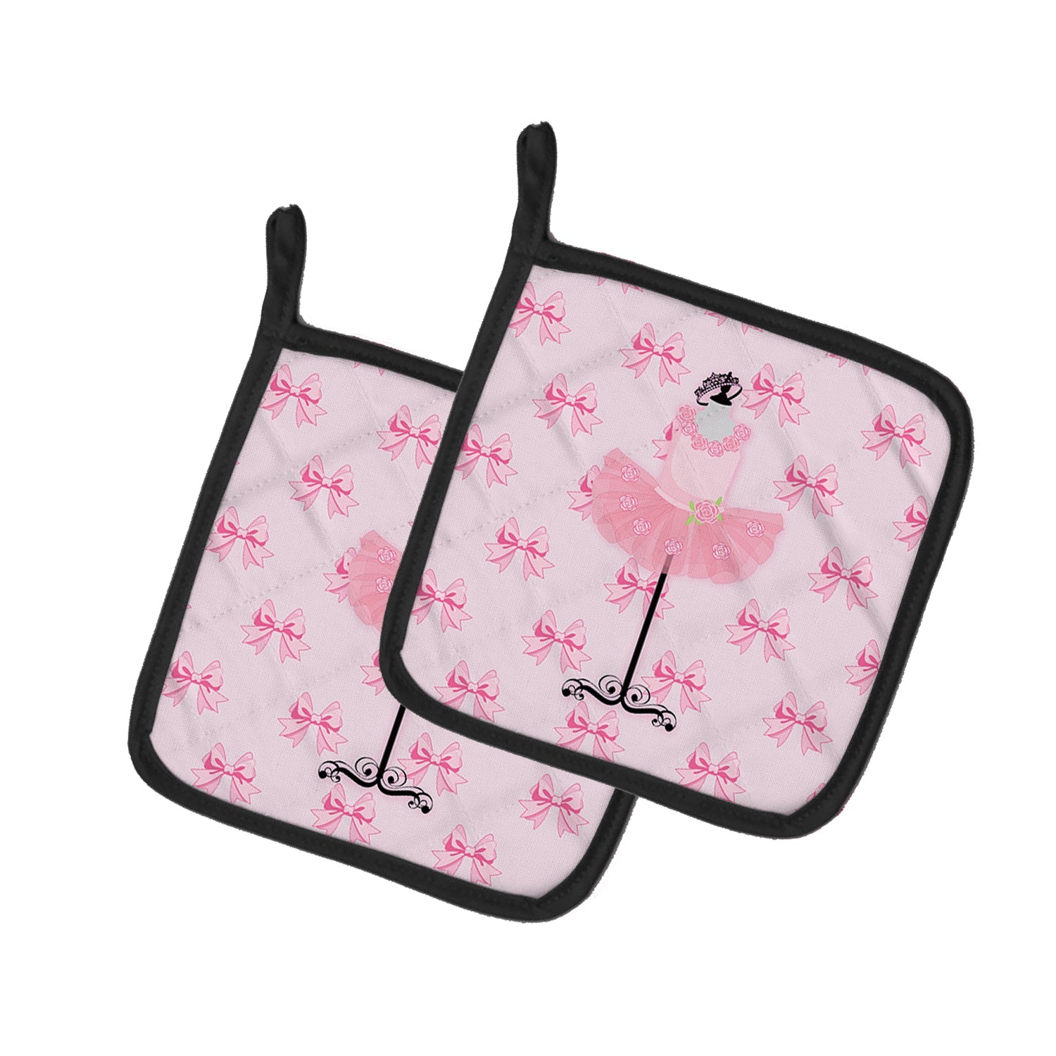 Ballerina Recital Attire Pot Holder Set of 2 Heat Resistant Quilted Hot Pads 7.5 x 7.5 Inch, Insulated Kitchen Trivets for Cooking & Baking
