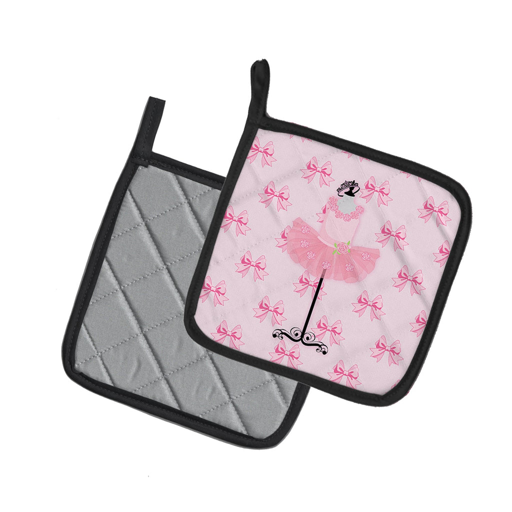 Ballerina Recital Attire Pot Holder Set of 2 Heat Resistant Quilted Hot Pads 7.5 x 7.5 Inch, Insulated Kitchen Trivets for Cooking & Baking