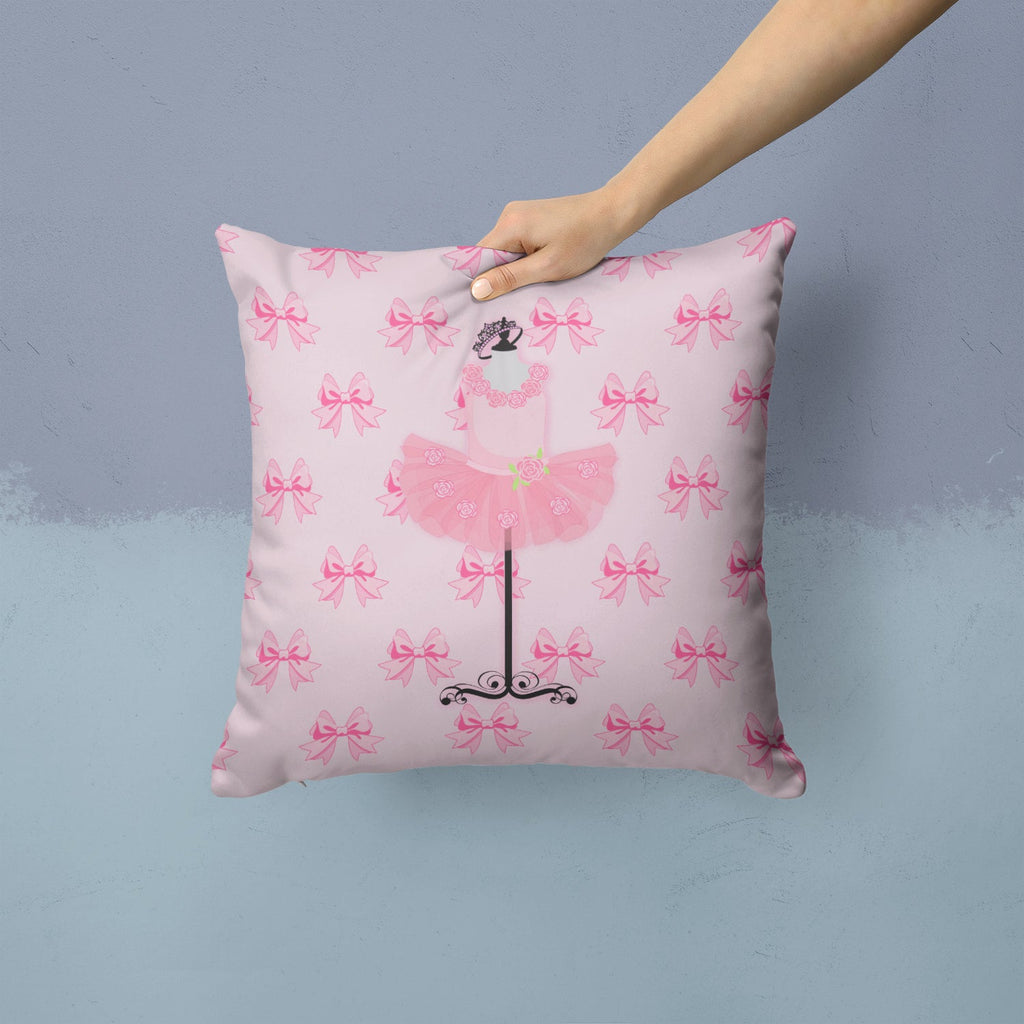 Ballerina Recital Attire Decorative Throw Pillow 14x14 Indoor Outdoor Accent Cushion, Fabric Cover with Insert for Sofa, Bed, Porch & Living Room