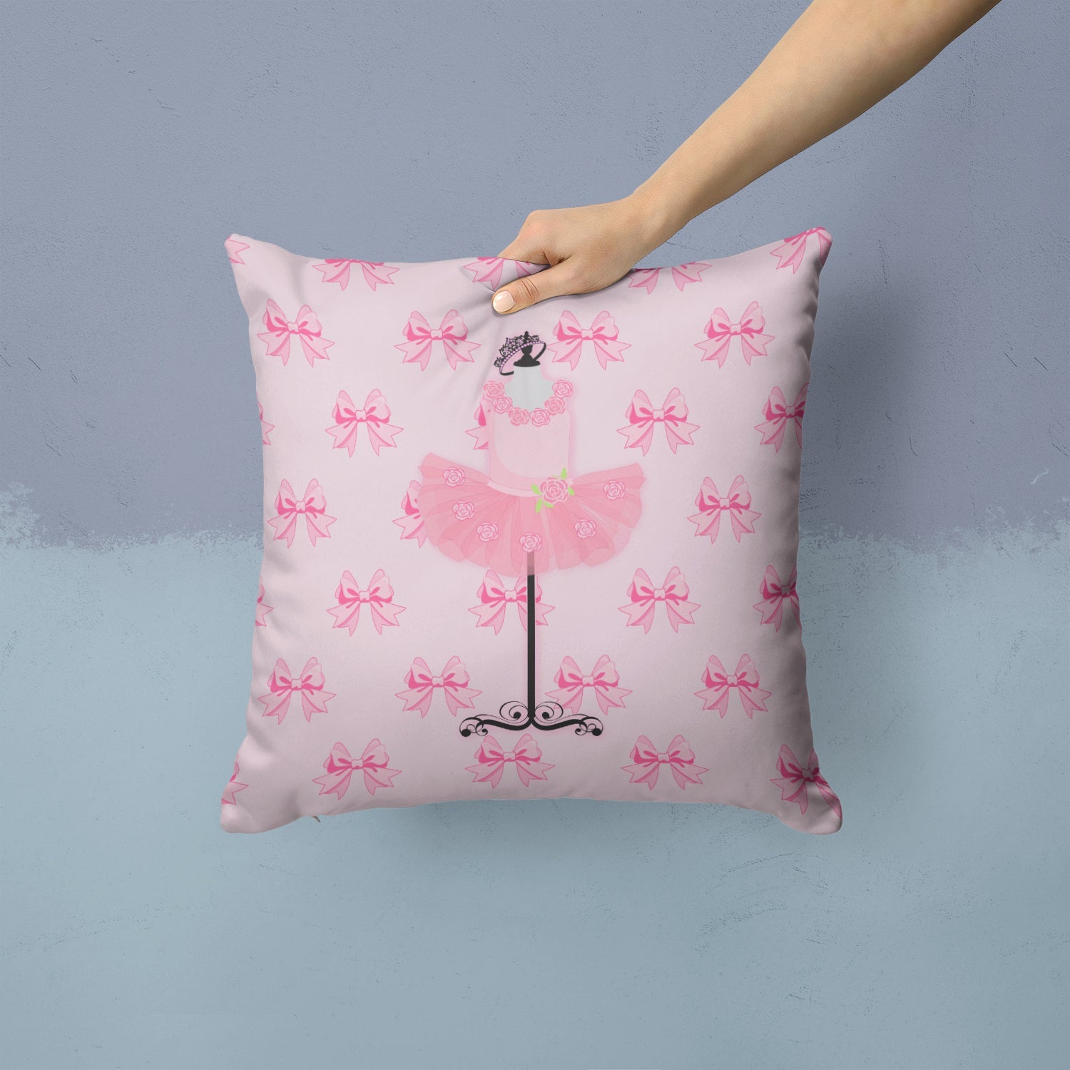 Ballerina Recital Attire Decorative Throw Pillow 14x14 Indoor Outdoor Accent Cushion, Fabric Cover with Insert for Sofa, Bed, Porch & Living Room