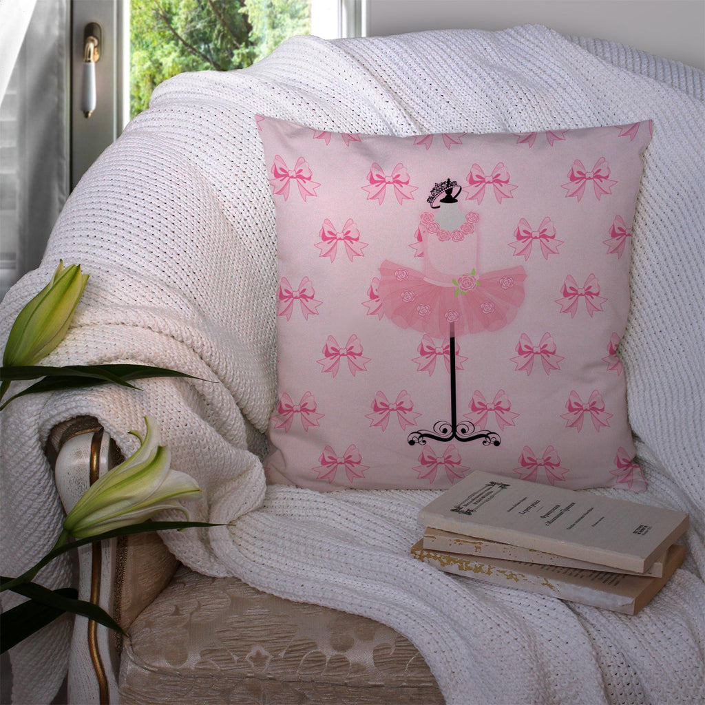 Ballerina Recital Attire Decorative Throw Pillow 14x14 Indoor Outdoor Accent Cushion, Fabric Cover with Insert for Sofa, Bed, Porch & Living Room
