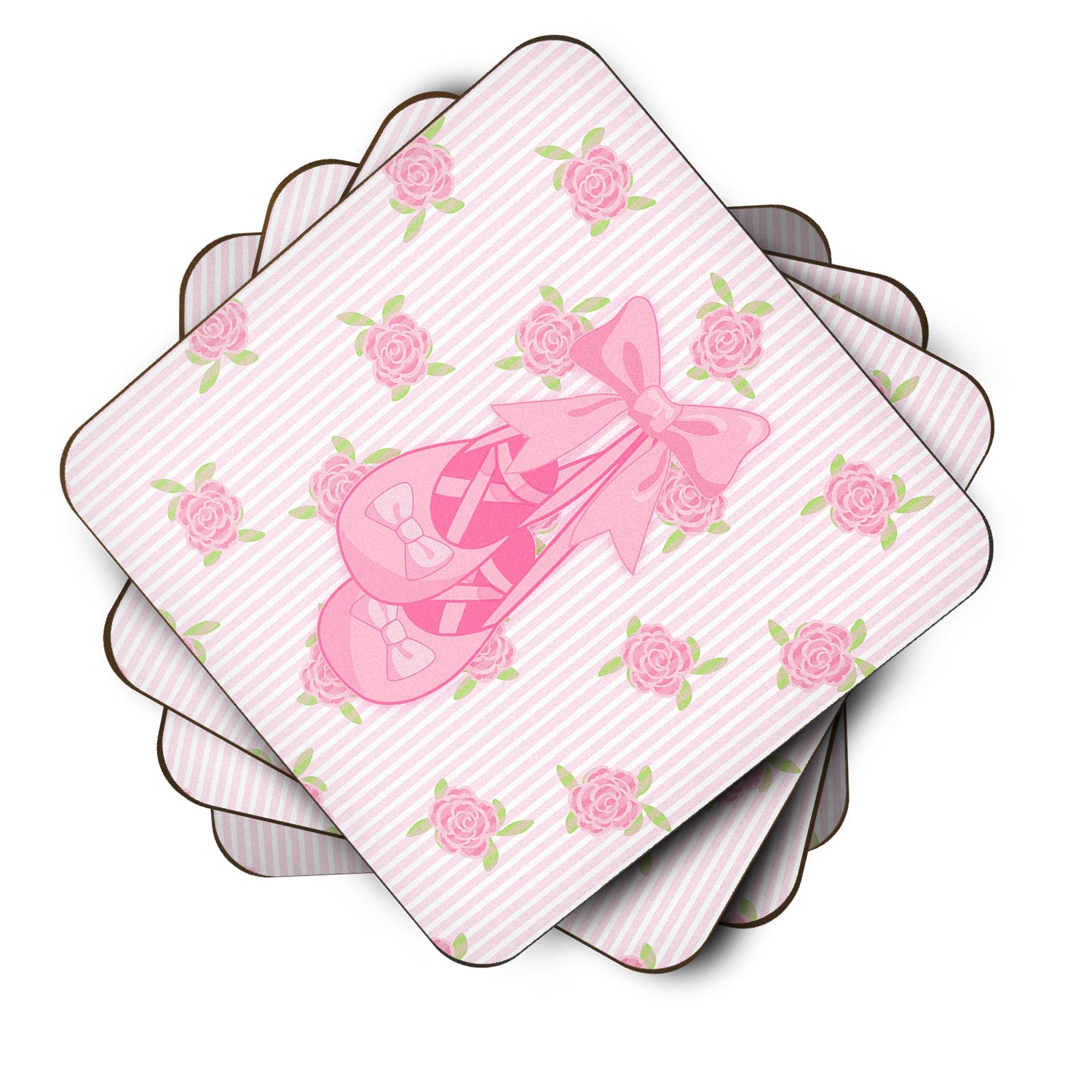 Ballerina Ballet Shoes Foam Coasters Set of 4 Cup Coasters for Indoor Outdoor, Tabletop Protection, Anti Slip, Mouse pad Material