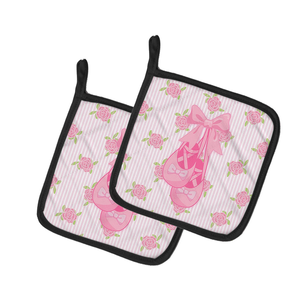 Ballerina Ballet Shoes Pot Holder Set of 2 Heat Resistant Quilted Hot Pads 7.5 x 7.5 Inch, Insulated Kitchen Trivets for Cooking & Baking