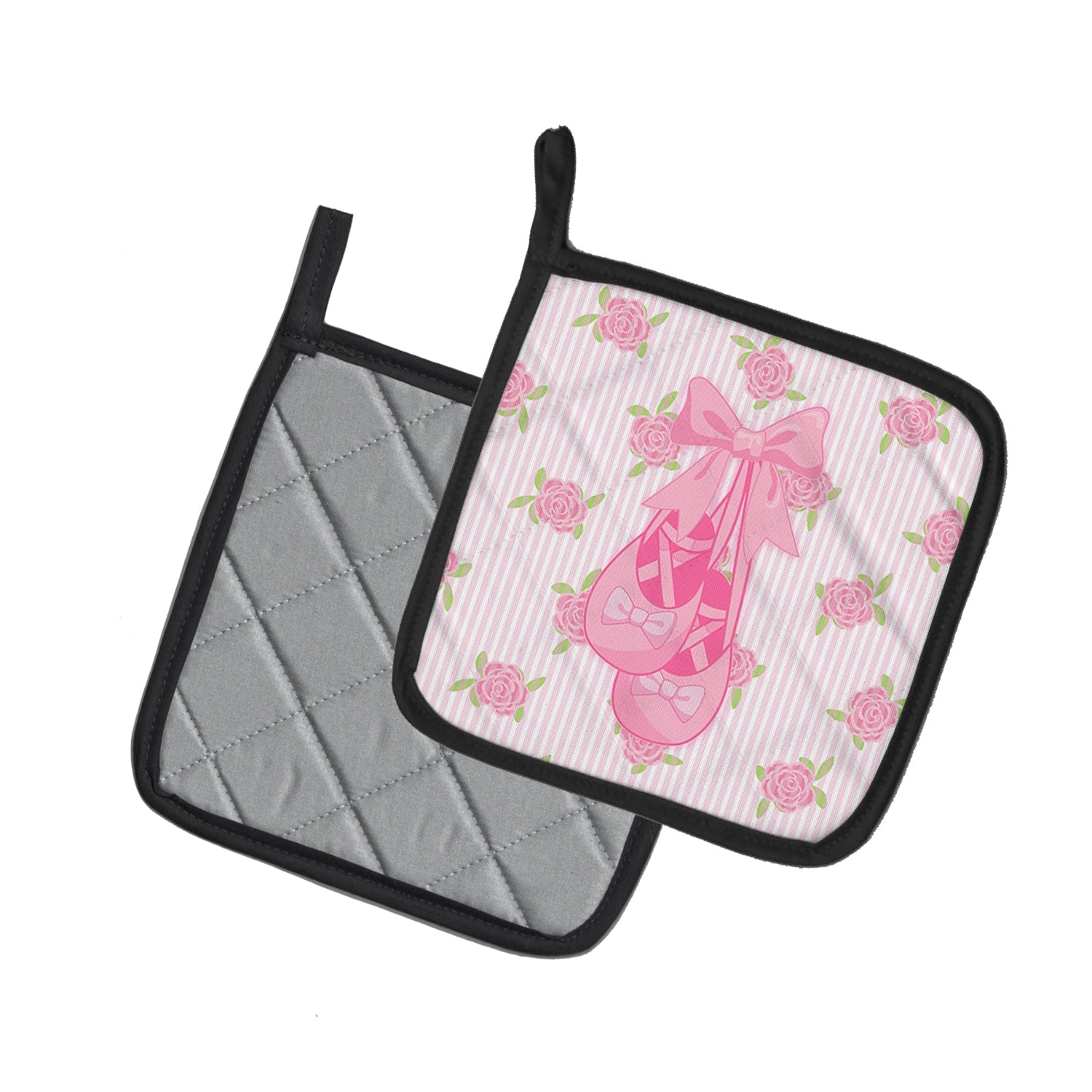 Ballerina Ballet Shoes Pot Holder Set of 2 Heat Resistant Quilted Hot Pads 7.5 x 7.5 Inch, Insulated Kitchen Trivets for Cooking & Baking