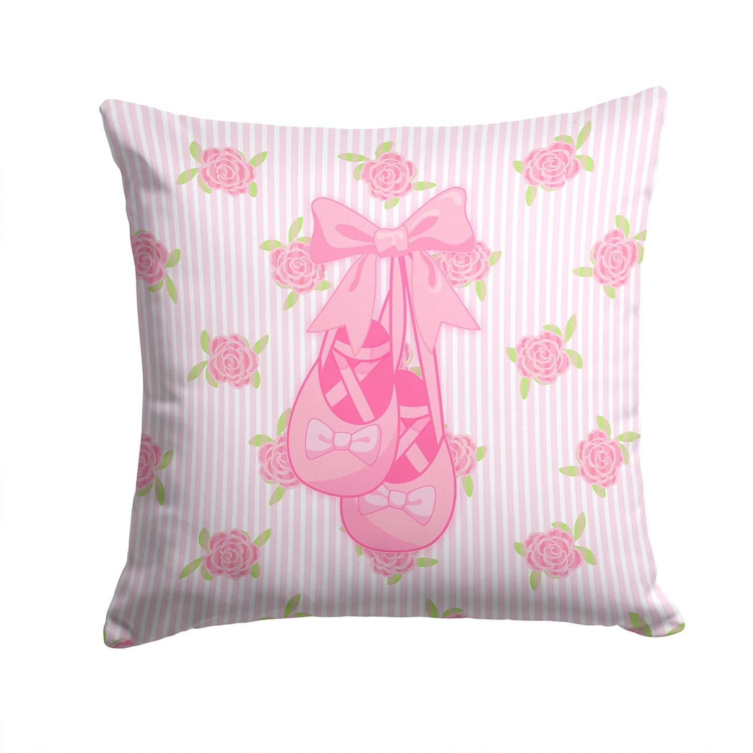 Ballerina Ballet Shoes Decorative Throw Pillow 14x14 Indoor Outdoor Accent Cushion, Fabric Cover with Insert for Sofa, Bed, Porch & Living Room