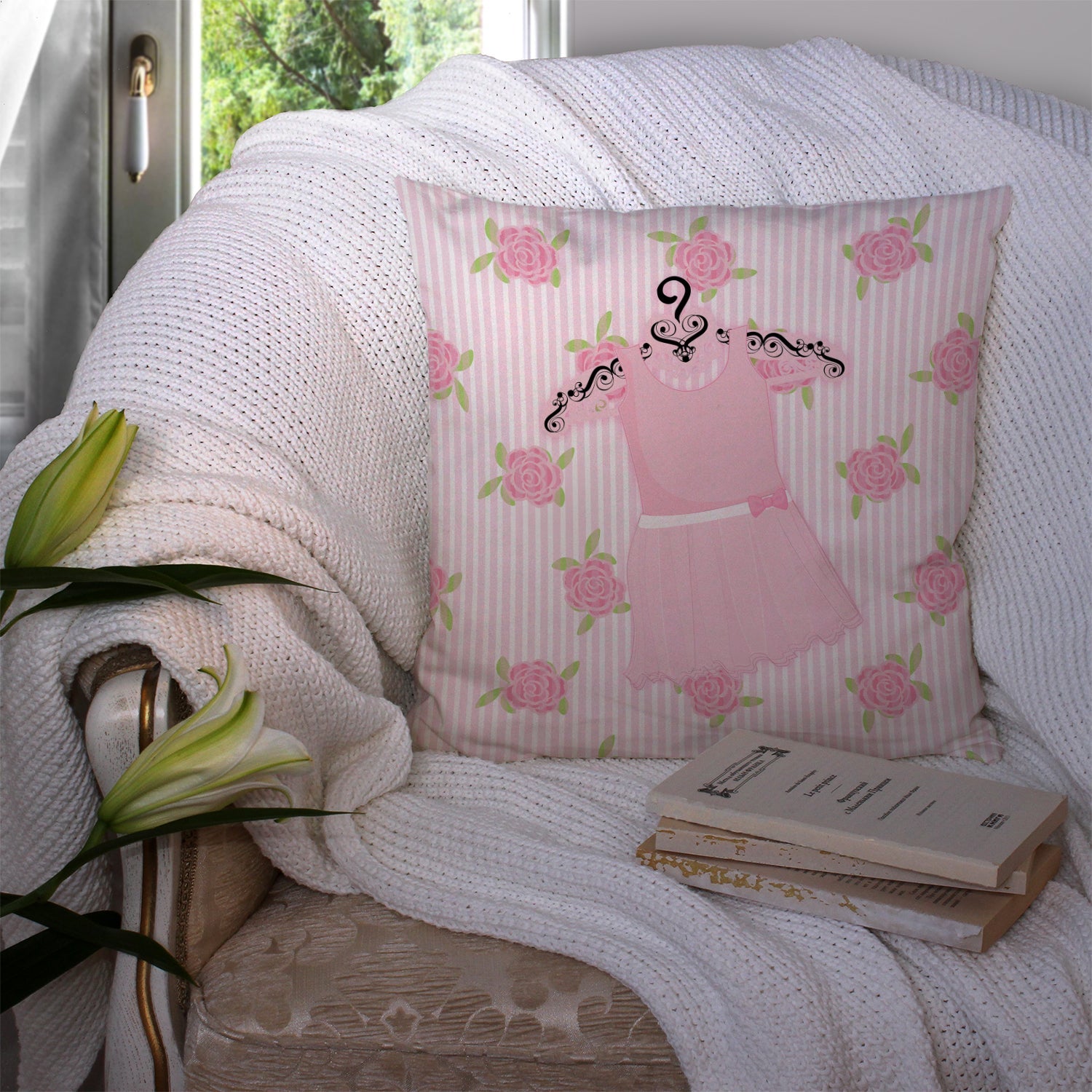 Ballerina Ballet Attire Decorative Throw Pillow 14x14 Indoor Outdoor Accent Cushion, Fabric Cover with Insert for Sofa, Bed, Porch & Living Room