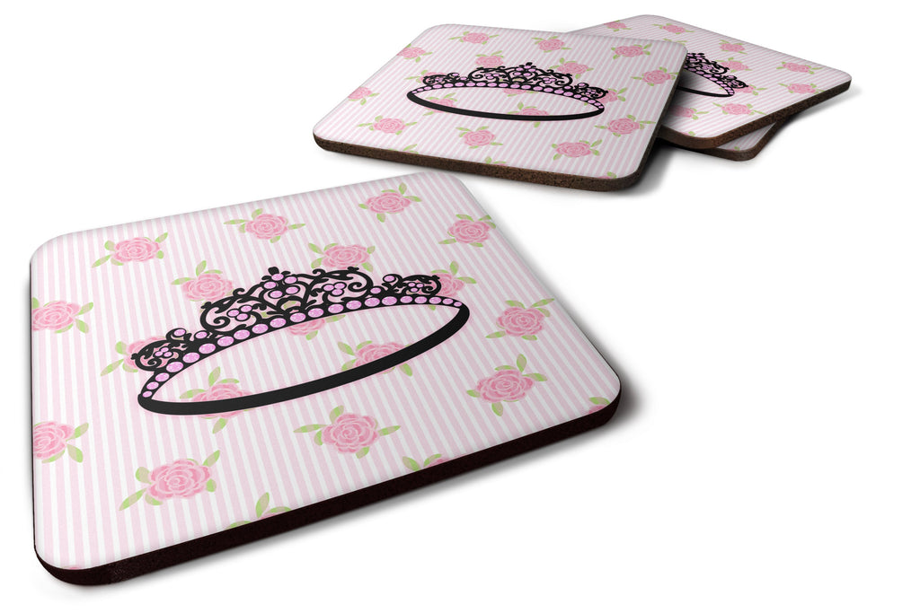 Ballerina Tiara Sparkles Foam Coasters Set of 4 Cup Coasters for Indoor Outdoor, Tabletop Protection, Anti Slip, Mouse pad Material