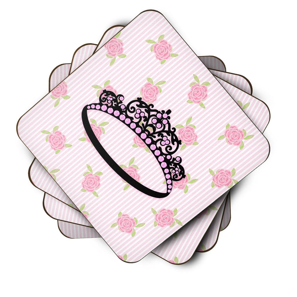 Ballerina Tiara Sparkles Foam Coasters Set of 4 Cup Coasters for Indoor Outdoor, Tabletop Protection, Anti Slip, Mouse pad Material