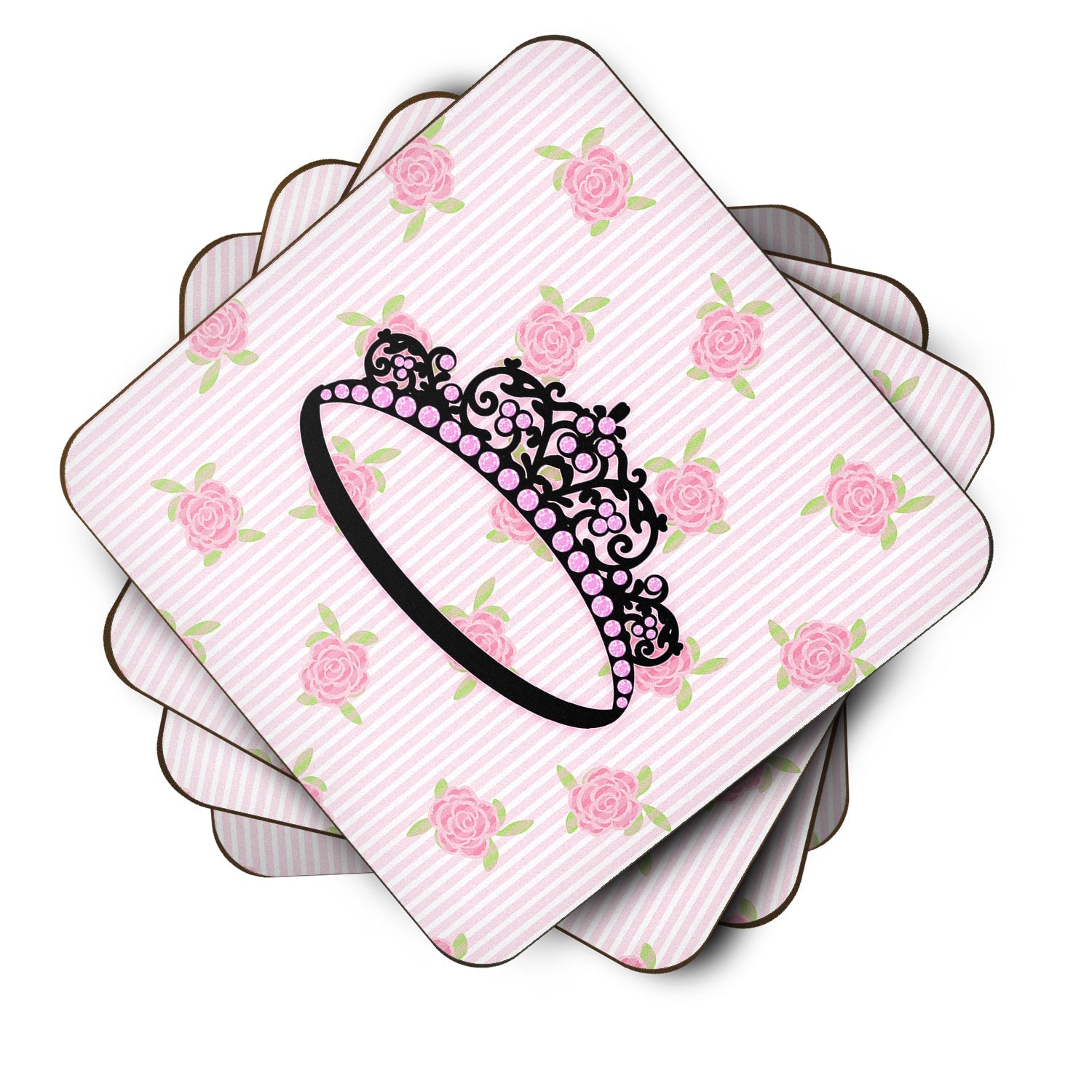 Ballerina Tiara Sparkles Foam Coasters Set of 4 Cup Coasters for Indoor Outdoor, Tabletop Protection, Anti Slip, Mouse pad Material