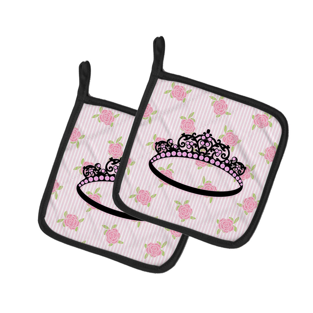 Ballerina Tiara Sparkles Pot Holder Set of 2 Heat Resistant Quilted Hot Pads 7.5 x 7.5 Inch, Insulated Kitchen Trivets for Cooking & Baking