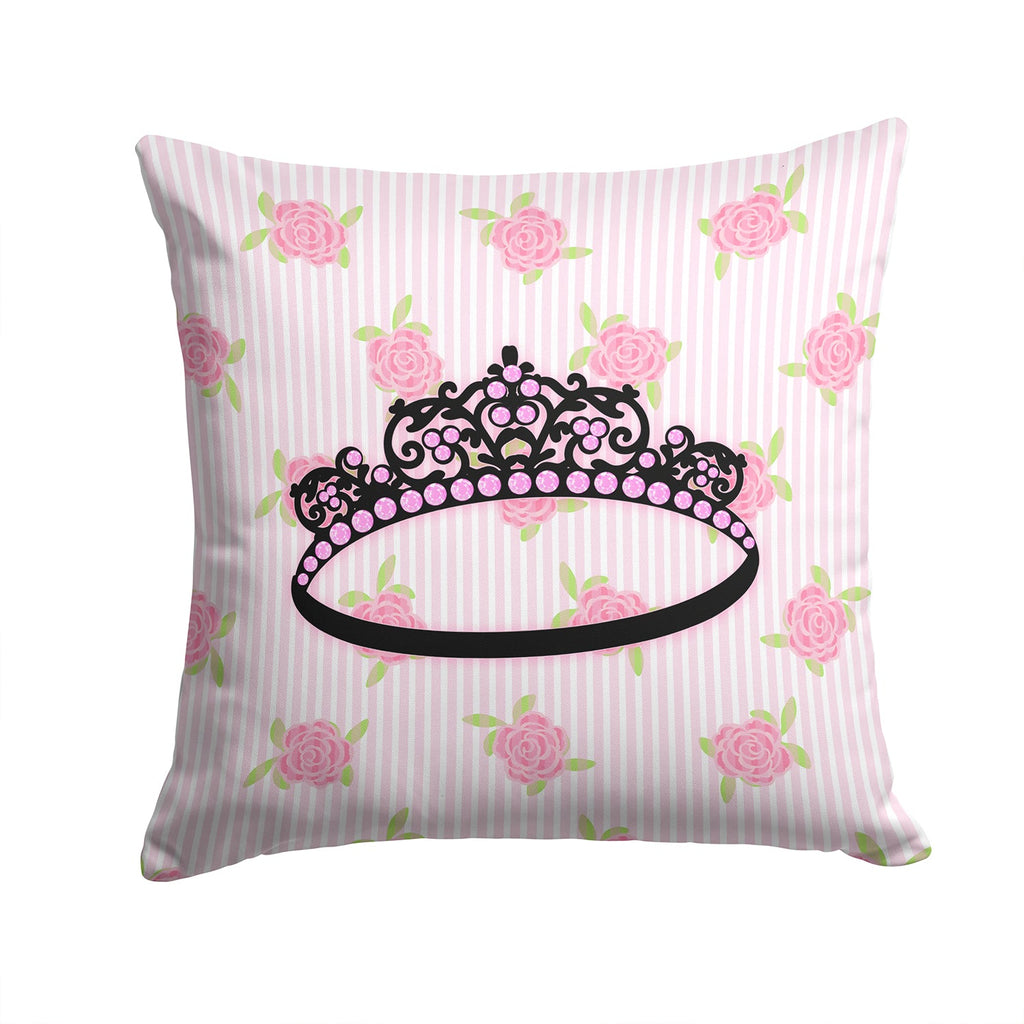 Ballerina Tiara Sparkles Decorative Throw Pillow 14x14 Indoor Outdoor Accent Cushion, Fabric Cover with Insert for Sofa, Bed, Porch & Living Room