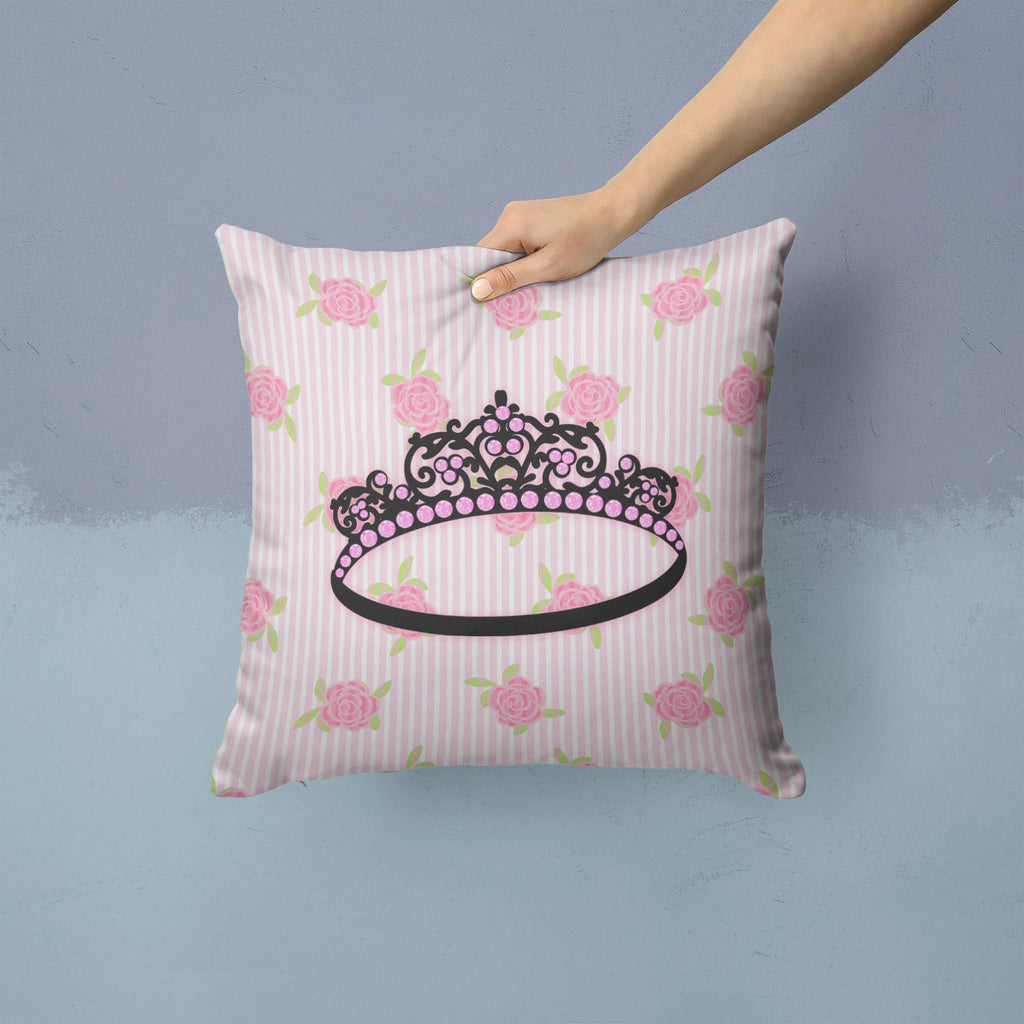Ballerina Tiara Sparkles Decorative Throw Pillow 14x14 Indoor Outdoor Accent Cushion, Fabric Cover with Insert for Sofa, Bed, Porch & Living Room