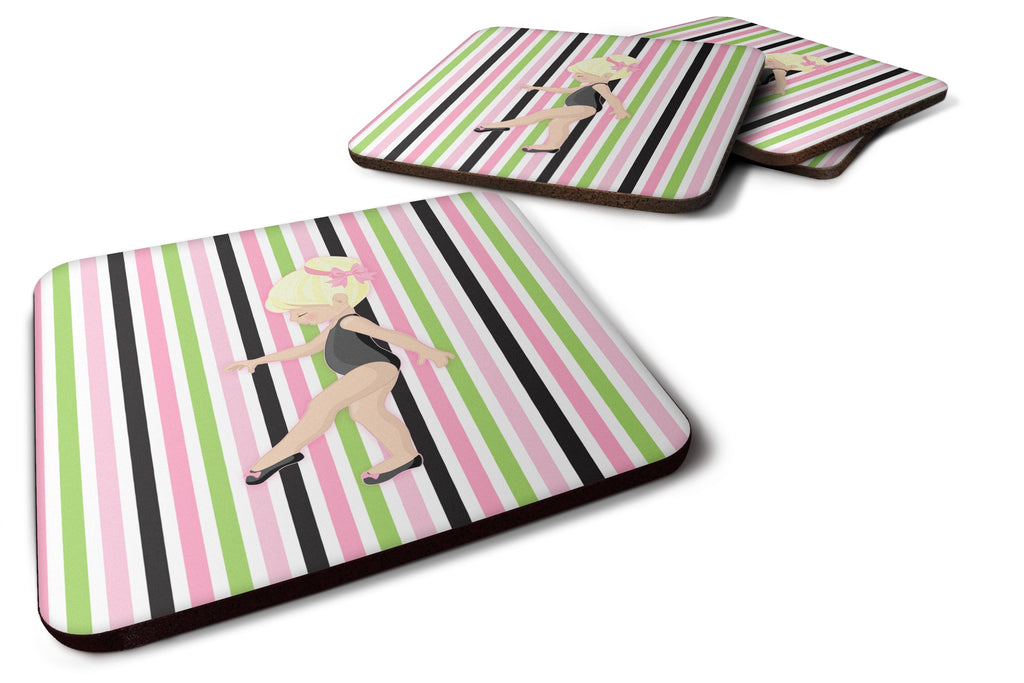 Ballerina Blonde Point Foam Coasters Set of 4 Cup Coasters for Indoor Outdoor, Tabletop Protection, Anti Slip, Mouse pad Material