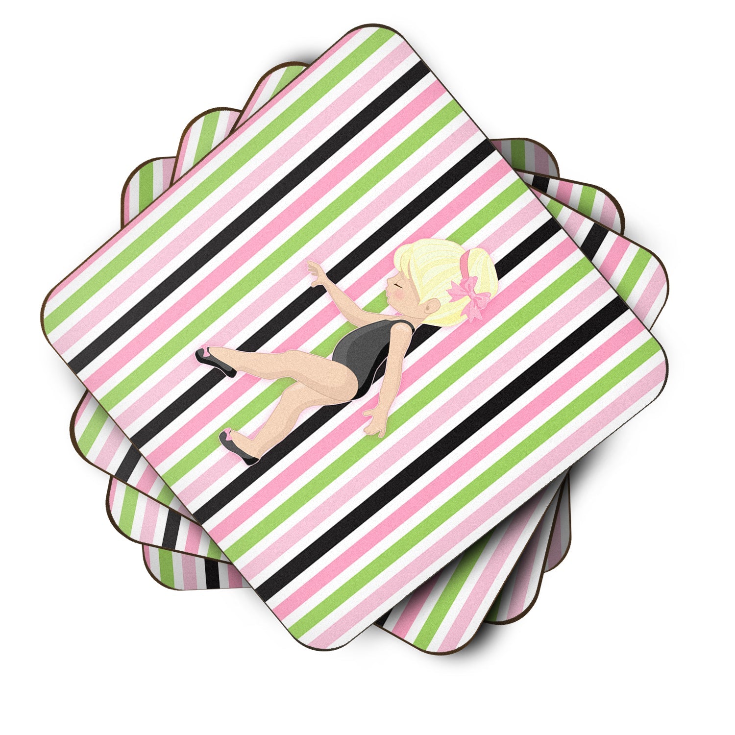 Ballerina Blonde Point Foam Coasters Set of 4 Cup Coasters for Indoor Outdoor, Tabletop Protection, Anti Slip, Mouse pad Material