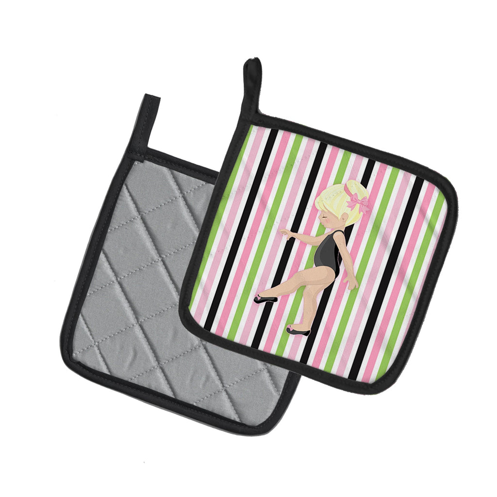 Ballerina Blonde Point Pot Holder Set of 2 Heat Resistant Quilted Hot Pads 7.5 x 7.5 Inch, Insulated Kitchen Trivets for Cooking & Baking