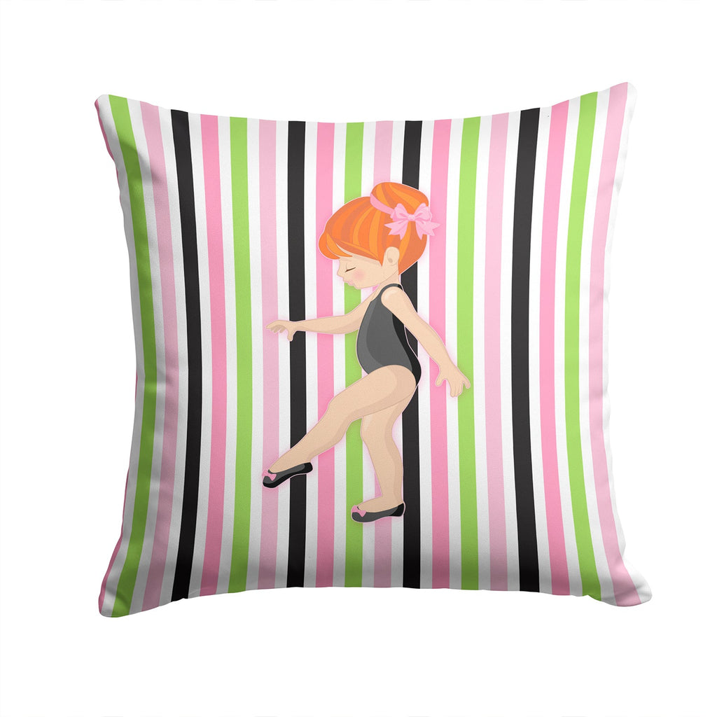 Ballerina Red Head Point Decorative Throw Pillow 14x14 Indoor Outdoor Accent Cushion, Fabric Cover with Insert for Sofa, Bed, Porch & Living Room