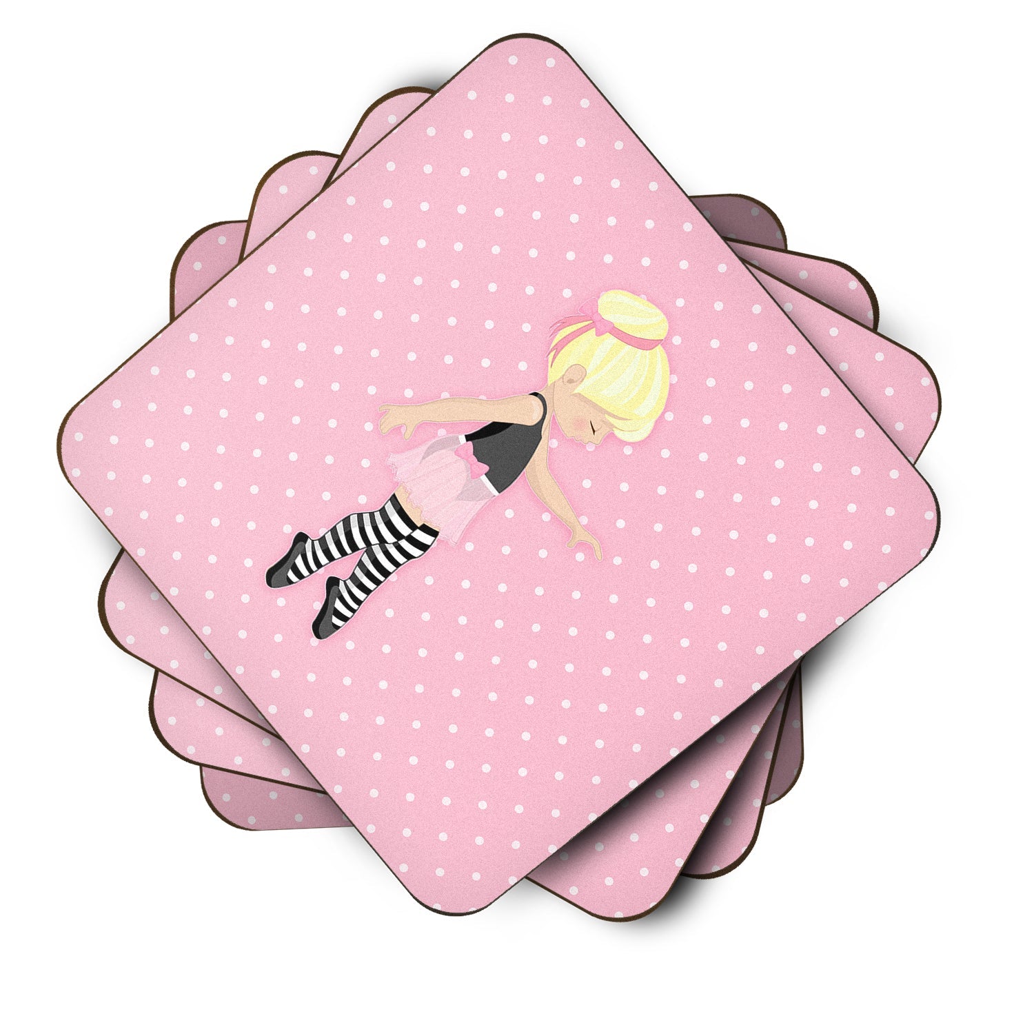Ballerina Blonde Releve Foam Coasters Set of 4 Cup Coasters for Indoor Outdoor, Tabletop Protection, Anti Slip, Mouse pad Material