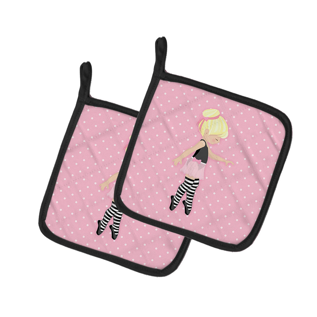 Ballerina Blonde Releve Pot Holder Set of 2 Heat Resistant Quilted Hot Pads 7.5 x 7.5 Inch, Insulated Kitchen Trivets for Cooking & Baking