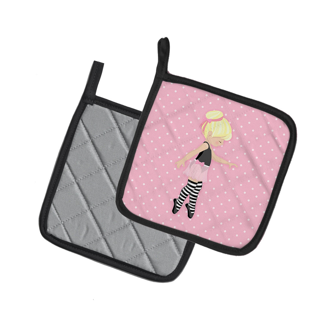 Ballerina Blonde Releve Pot Holder Set of 2 Heat Resistant Quilted Hot Pads 7.5 x 7.5 Inch, Insulated Kitchen Trivets for Cooking & Baking
