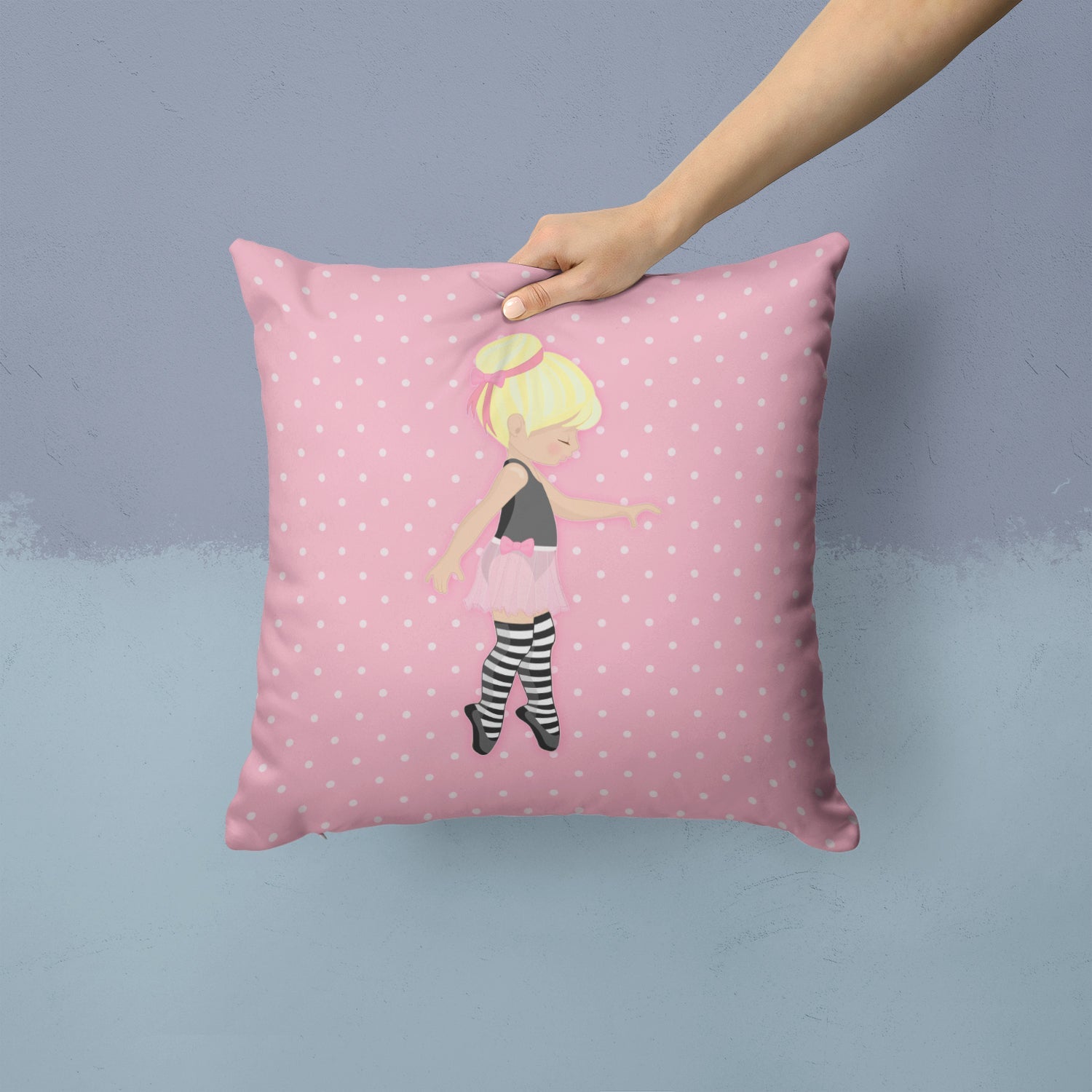Ballerina Blonde Releve Decorative Throw Pillow 14x14 Indoor Outdoor Accent Cushion, Fabric Cover with Insert for Sofa, Bed, Porch & Living Room