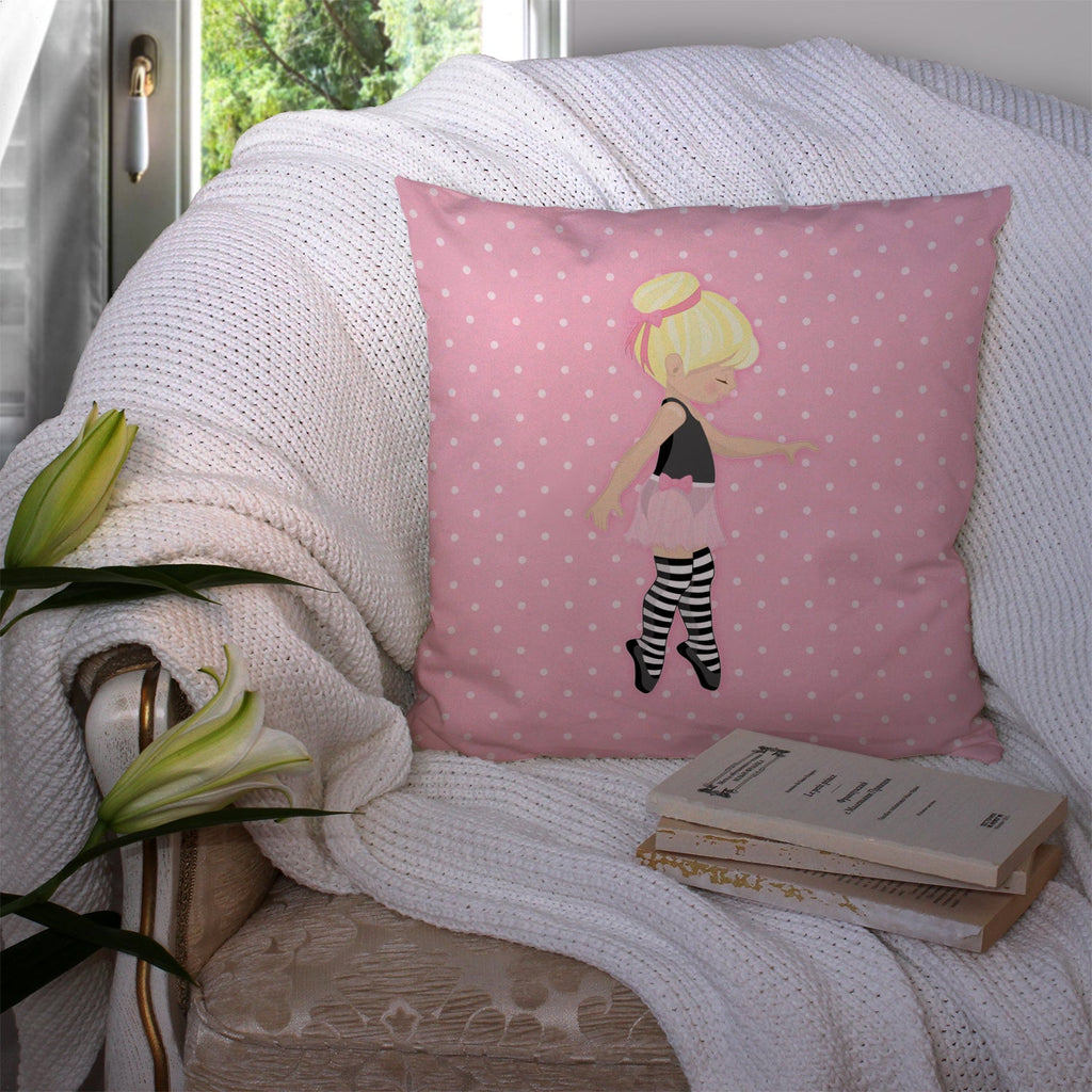 Ballerina Blonde Releve Decorative Throw Pillow 14x14 Indoor Outdoor Accent Cushion, Fabric Cover with Insert for Sofa, Bed, Porch & Living Room