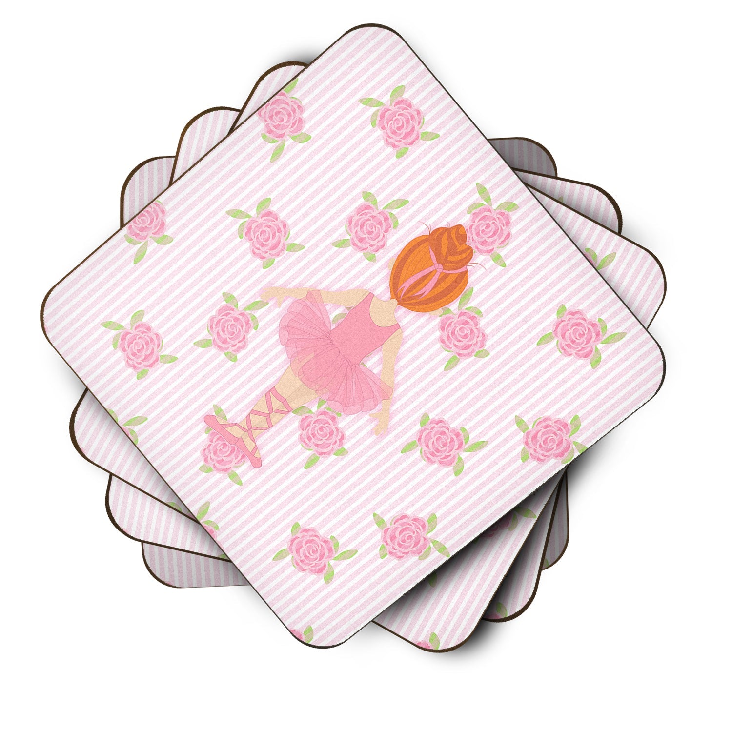 Ballerina Red Head Back Pose Foam Coasters Set of 4 Cup Coasters for Indoor Outdoor, Tabletop Protection, Anti Slip, Mouse pad Material