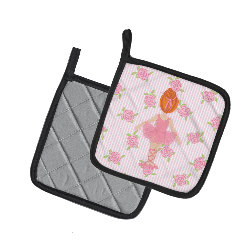 Ballerina Red Head Back Pose Pot Holder Set of 2 Heat Resistant Quilted Hot Pads 7.5 x 7.5 Inch, Insulated Kitchen Trivets for Cooking & Baking
