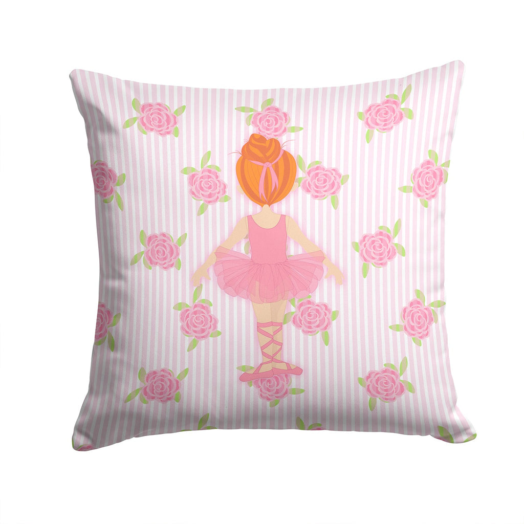 Ballerina Red Head Back Pose Decorative Throw Pillow 14x14 Indoor Outdoor Accent Cushion, Fabric Cover with Insert for Sofa, Bed, Porch & Living Room