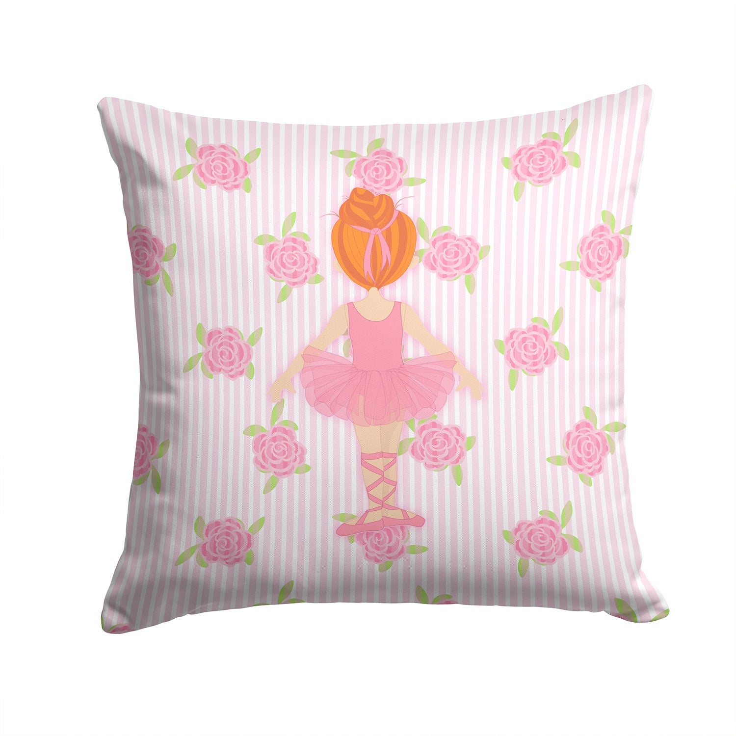 Ballerina Red Head Back Pose Decorative Throw Pillow 14x14 Indoor Outdoor Accent Cushion, Fabric Cover with Insert for Sofa, Bed, Porch & Living Room
