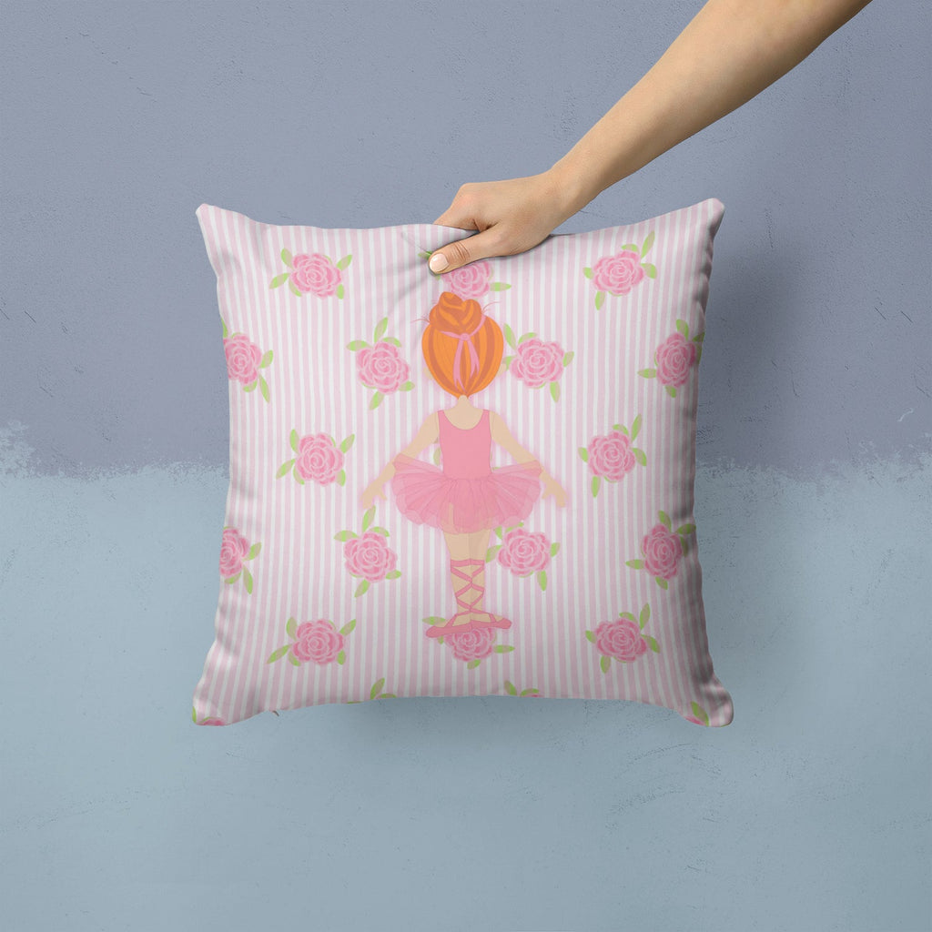 Ballerina Red Head Back Pose Decorative Throw Pillow 14x14 Indoor Outdoor Accent Cushion, Fabric Cover with Insert for Sofa, Bed, Porch & Living Room